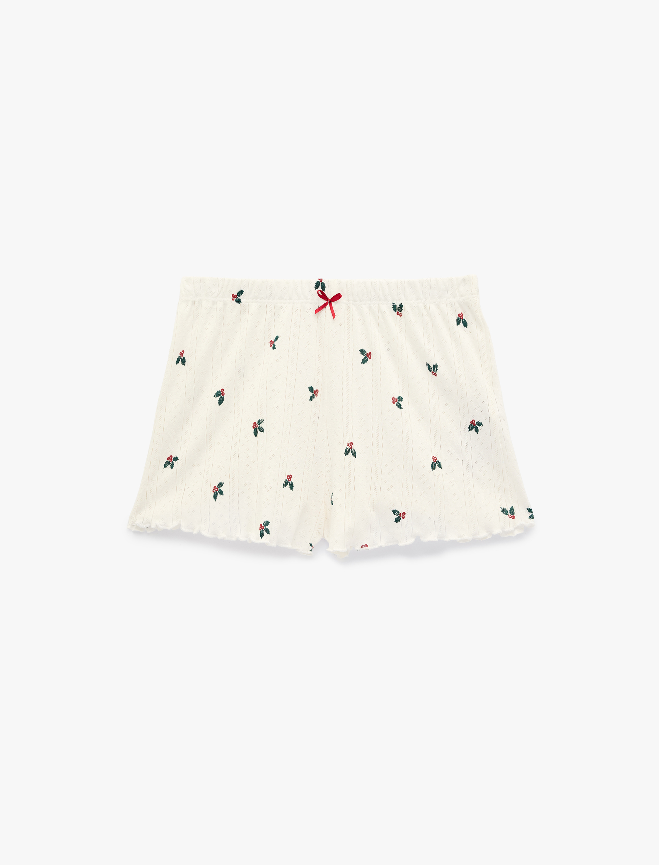   Pamuklu Beli Lastikli Desenli Mini Şort Pijama Altı