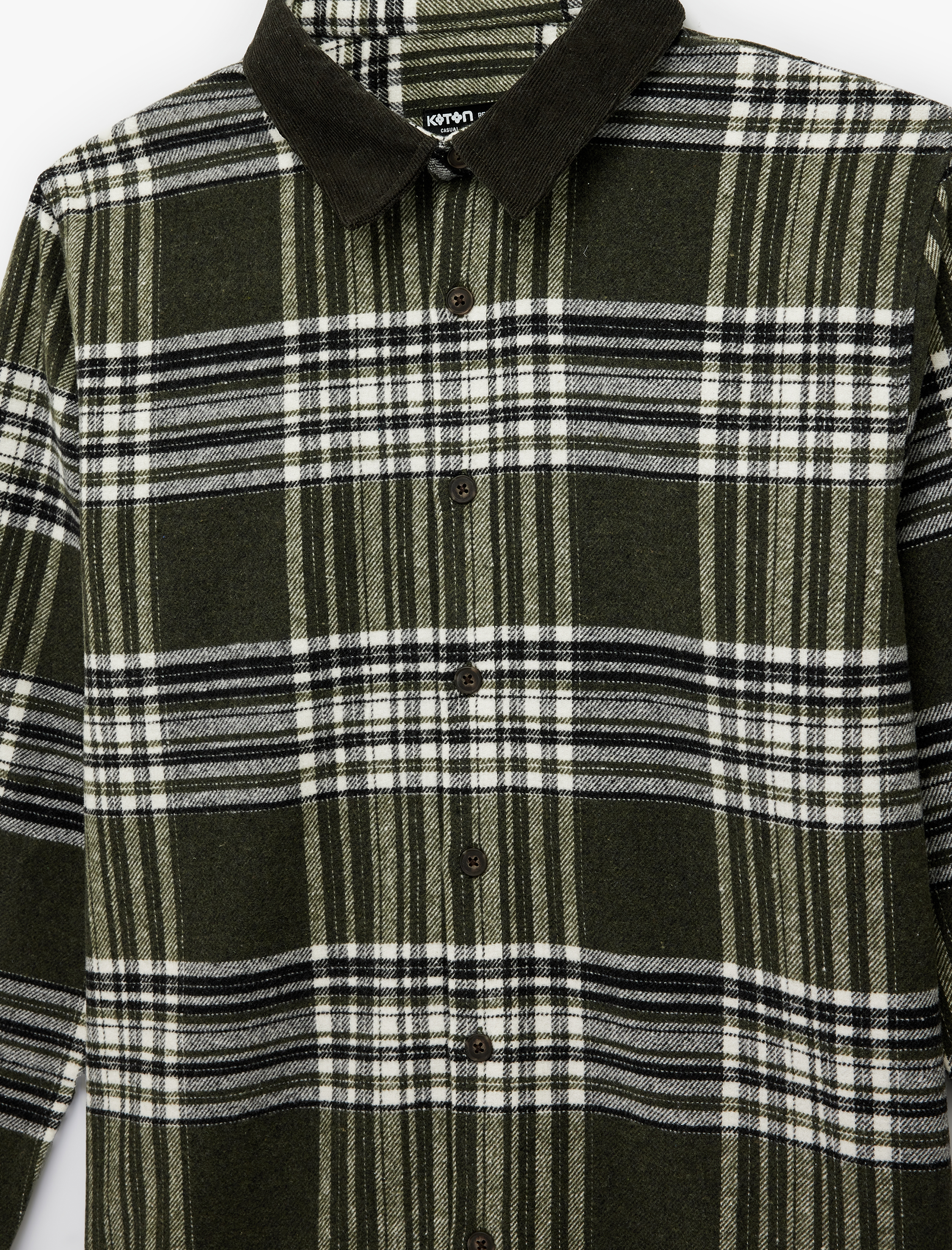   Regular Fit Kontrast Yaka Detaylı Uzun Kollu Oduncu Gömleği