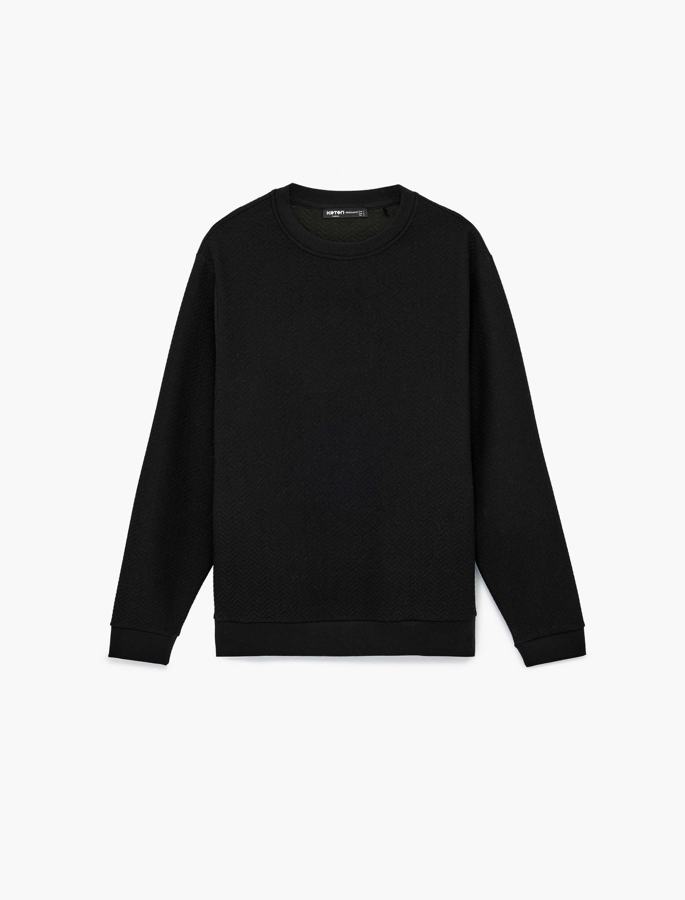   Regular Fit Uzun Kollu Dokulu Kapitone Bisiklet Yaka Sweatshirt