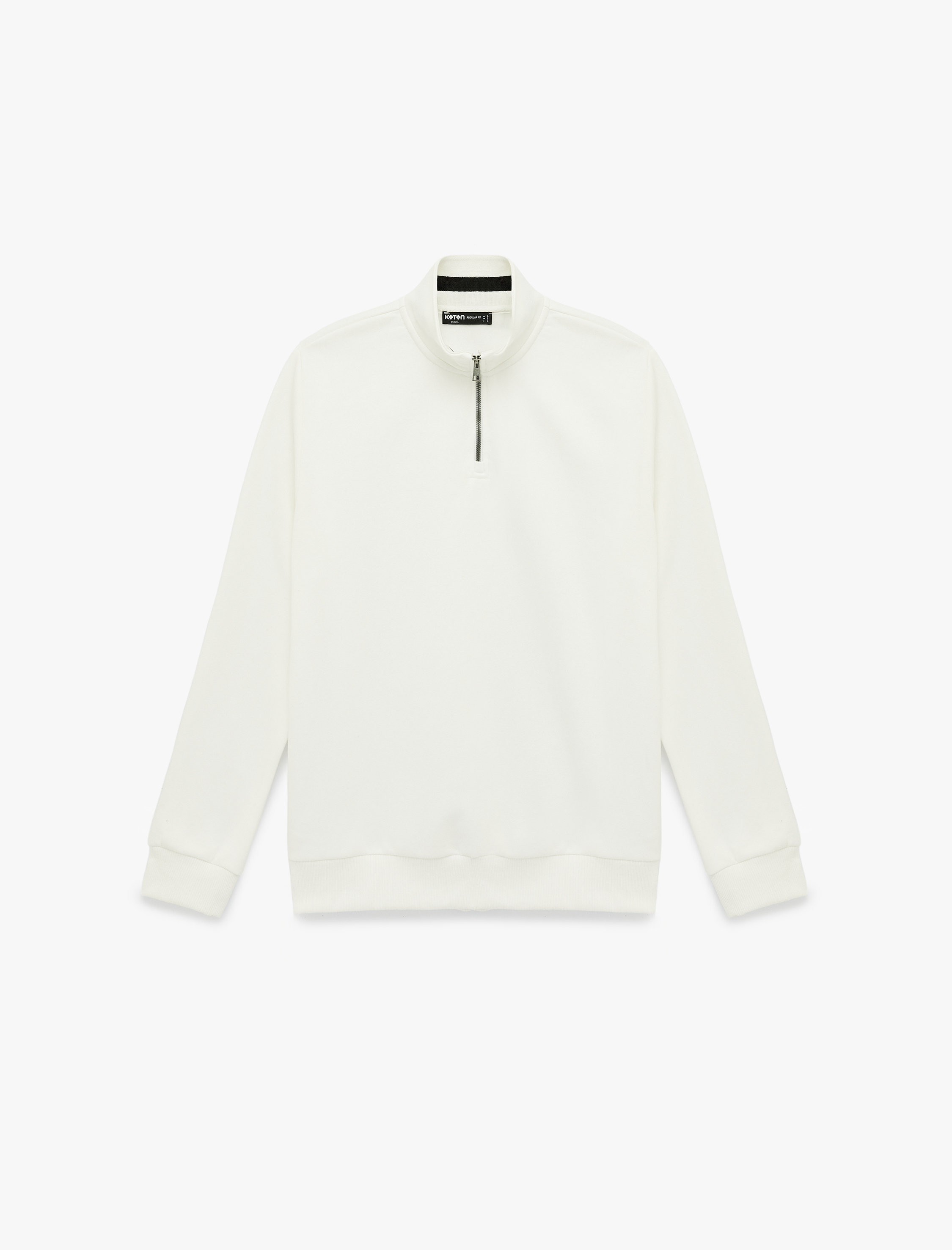   Uzun Kollu Şardonlu Basic Yarım Fermuarlı Sweatshirt