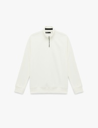 Uzun Kollu Şardonlu Basic Yarım Fermuarlı Sweatshirt