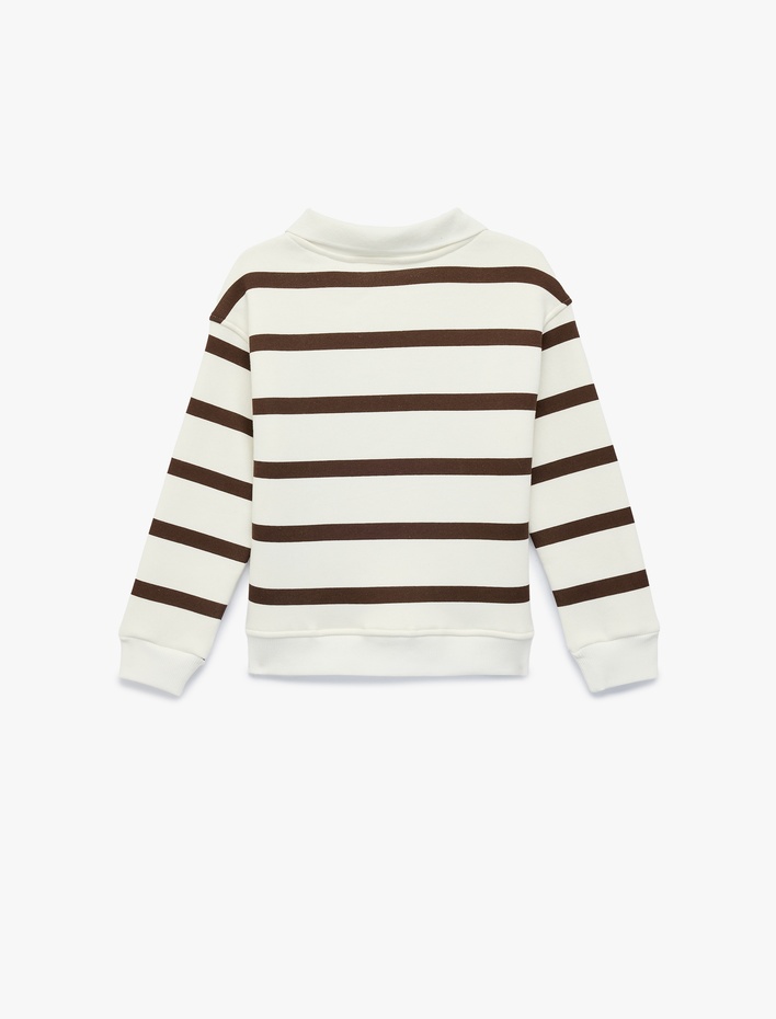 Kız Çocuk Uzun Kollu Nakış Detaylı Oversize Polo Yaka Sweatshirt