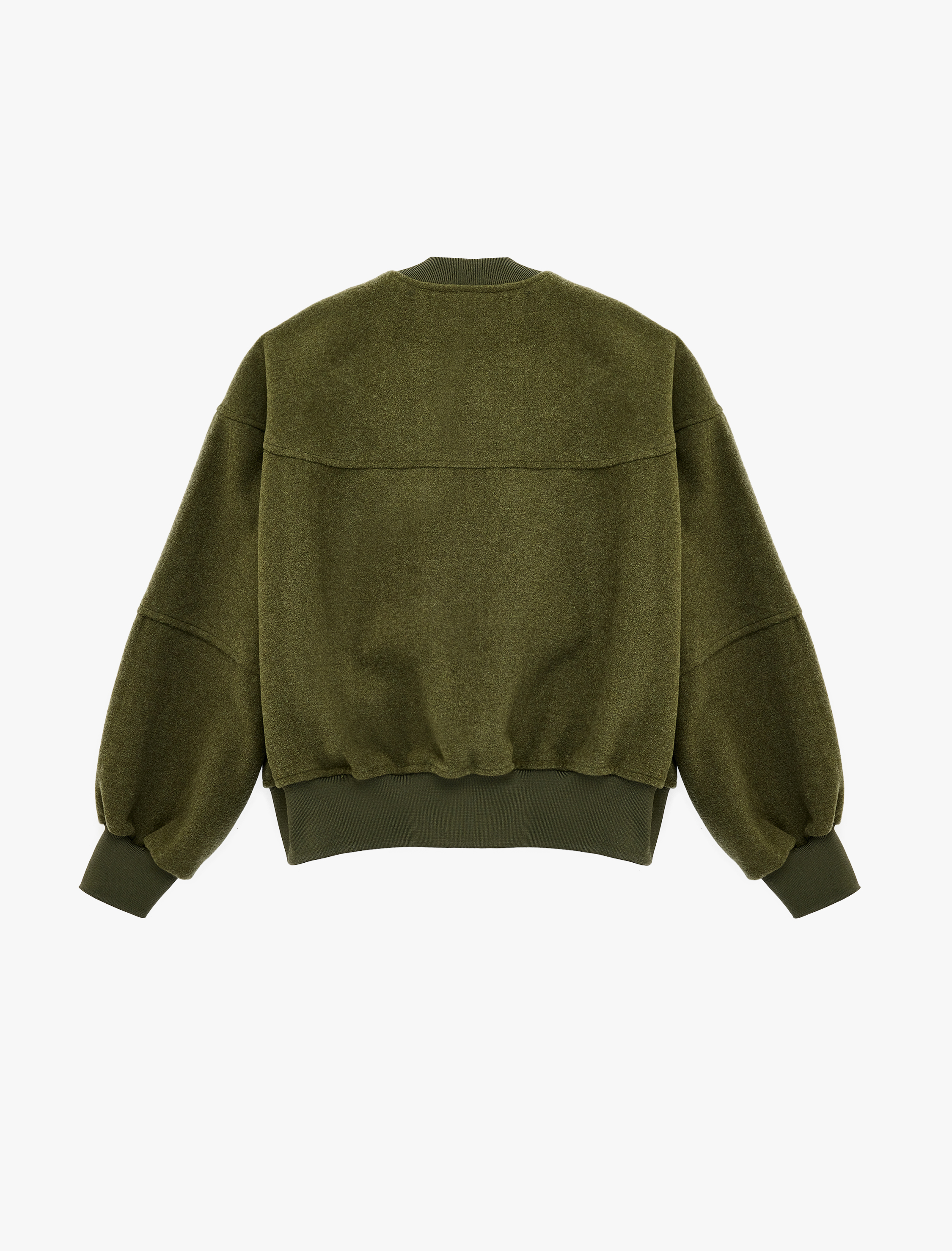   Cep Detaylı Koyun Yünü Karışımlı Fermuarlı Ribanalı Oversize Ceket