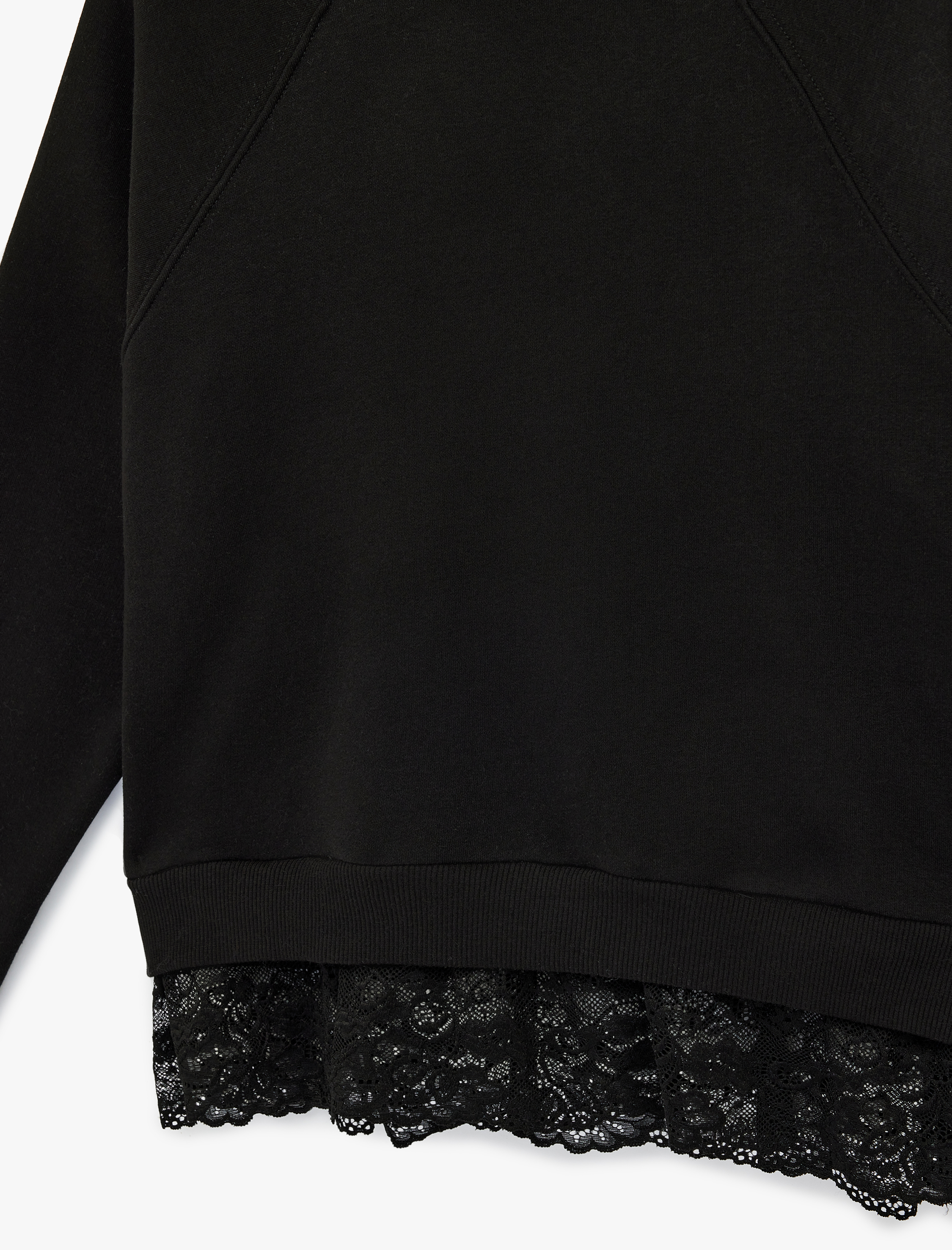   Dantel Detaylı Uzun Kollu Bisiklet Yaka Oversize Sweatshirt