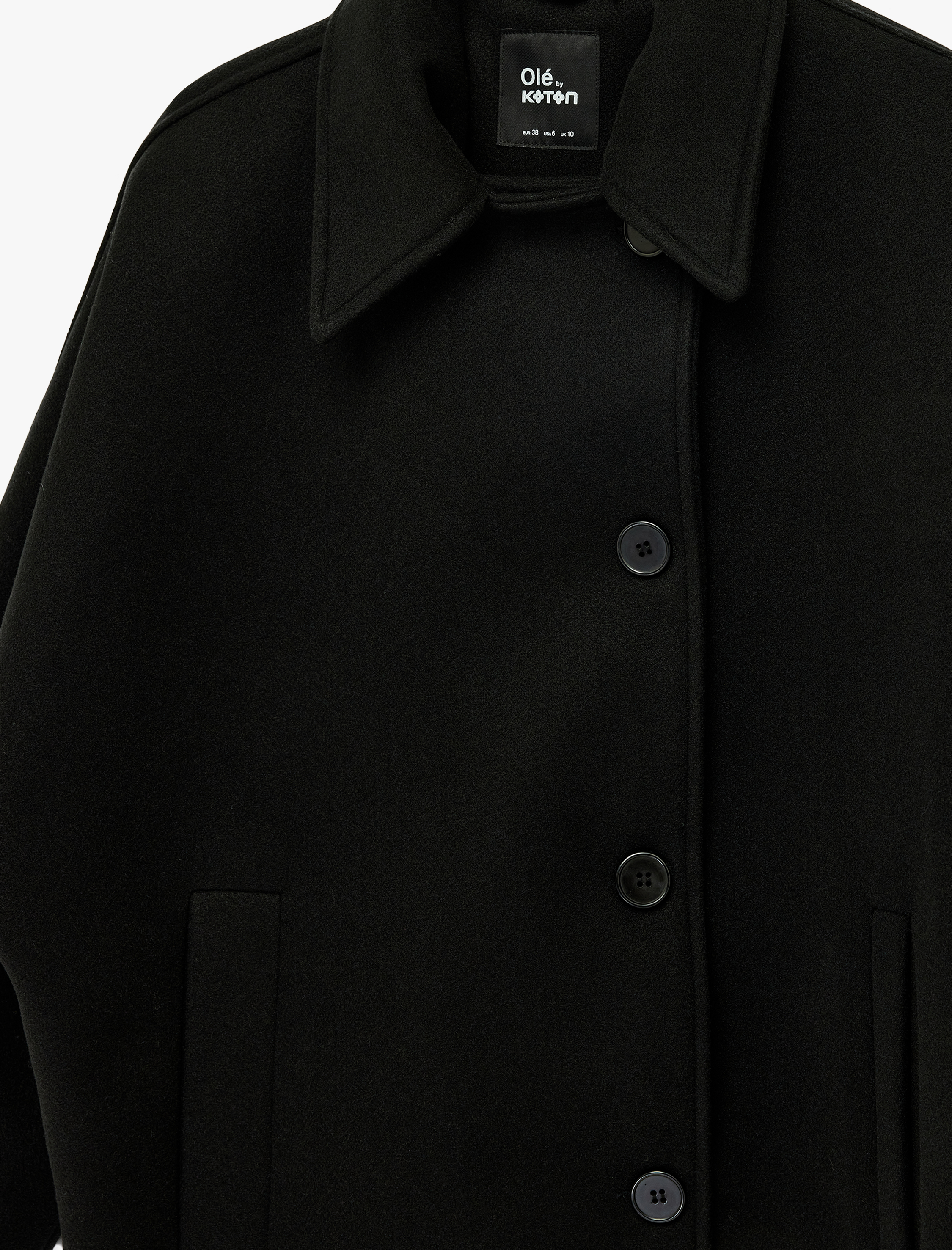   Uzun Kollu Cep Detaylı Düğmeli Oversize Ceket