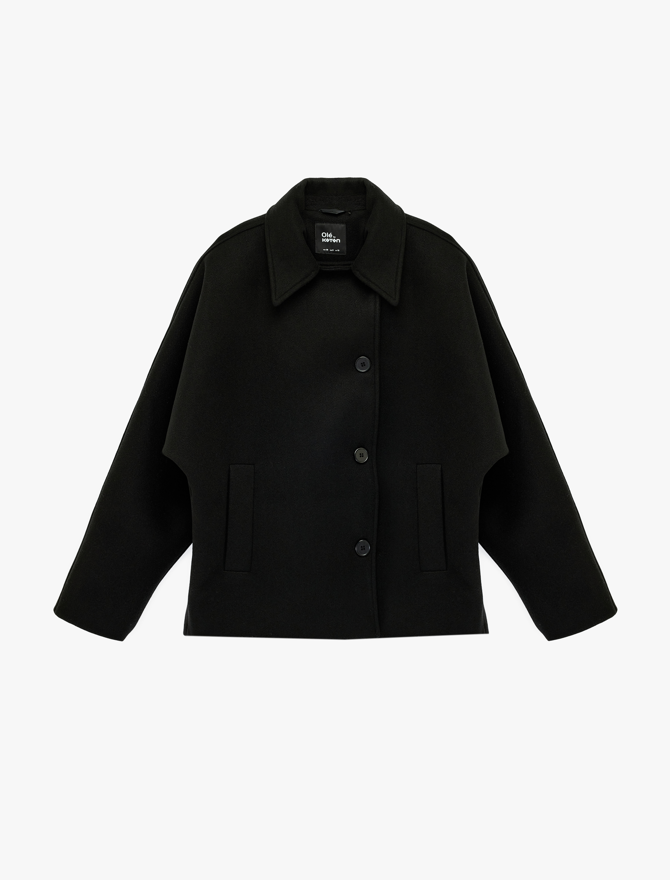   Uzun Kollu Cep Detaylı Düğmeli Oversize Ceket