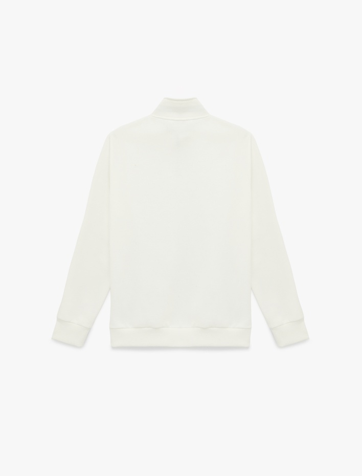  Uzun Kollu Şardonlu Basic Yarım Fermuarlı Sweatshirt