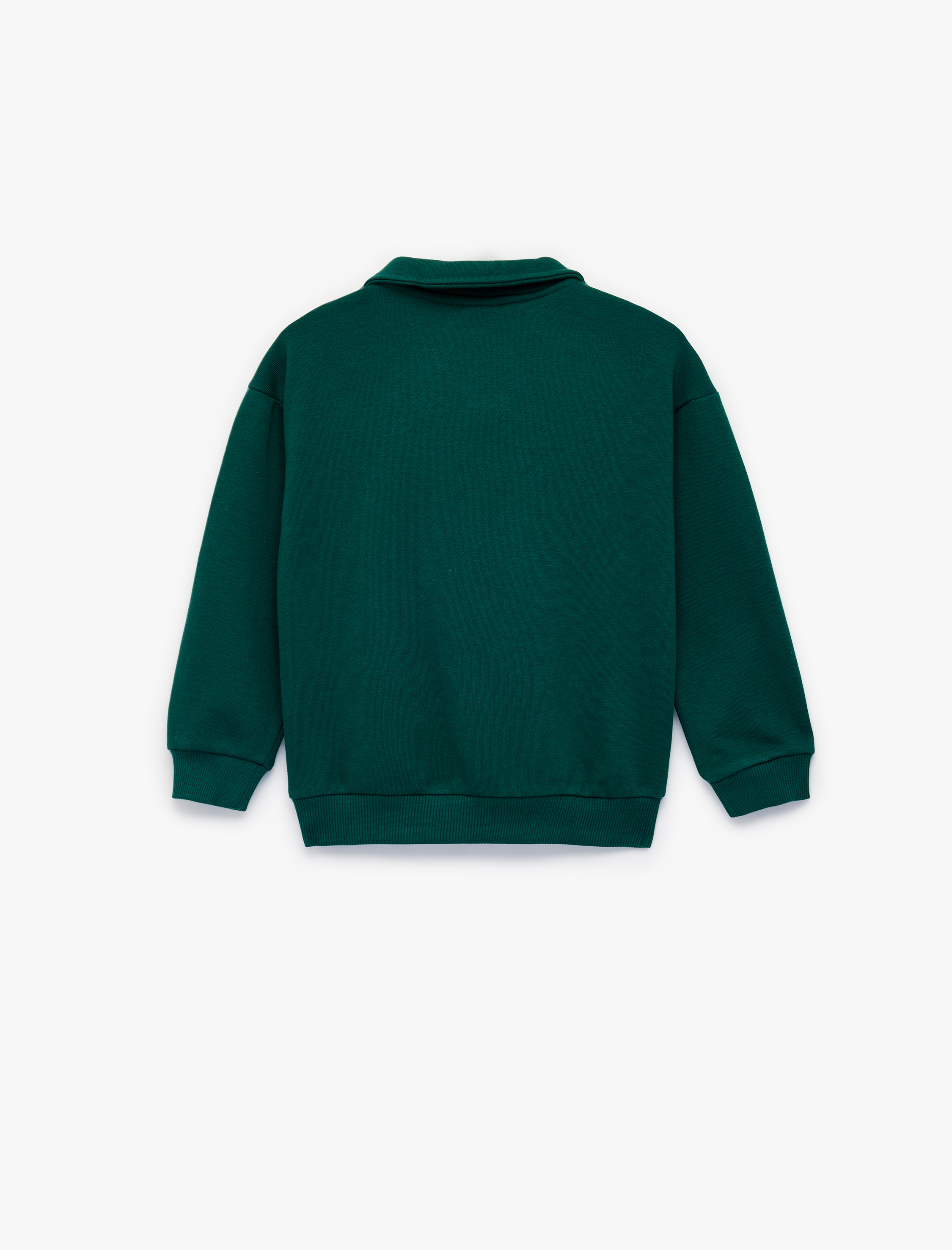  Erkek Bebek Uzun Kollu Kanguru Cepli Düğme Detaylı Oversize Polo Yaka Sweatshirt