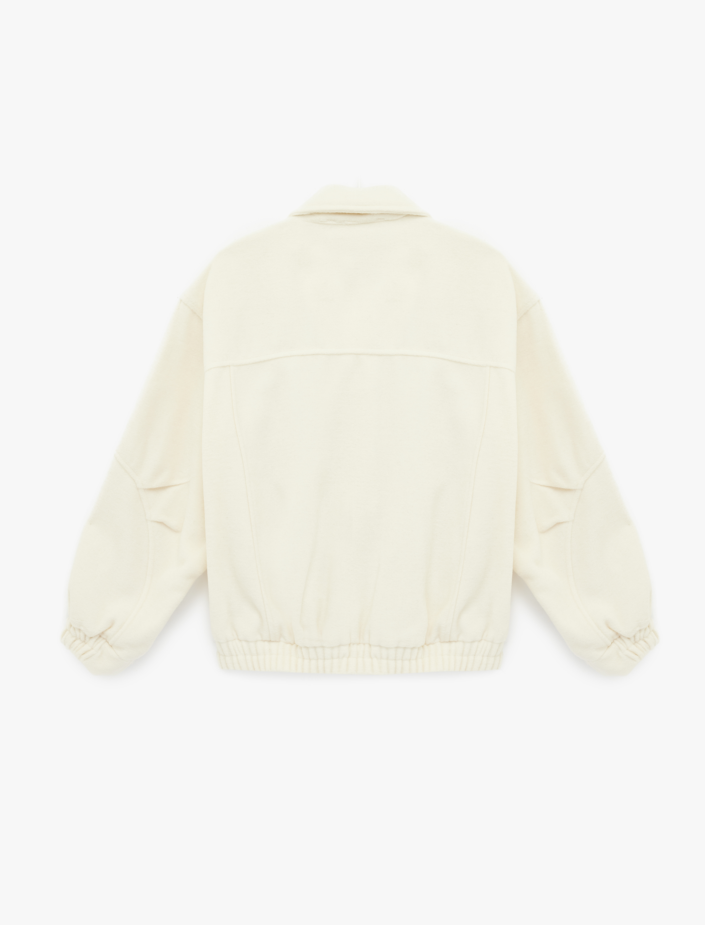   Uzun Kollu Cep Detaylı Fermuarlı Oversize Ceket