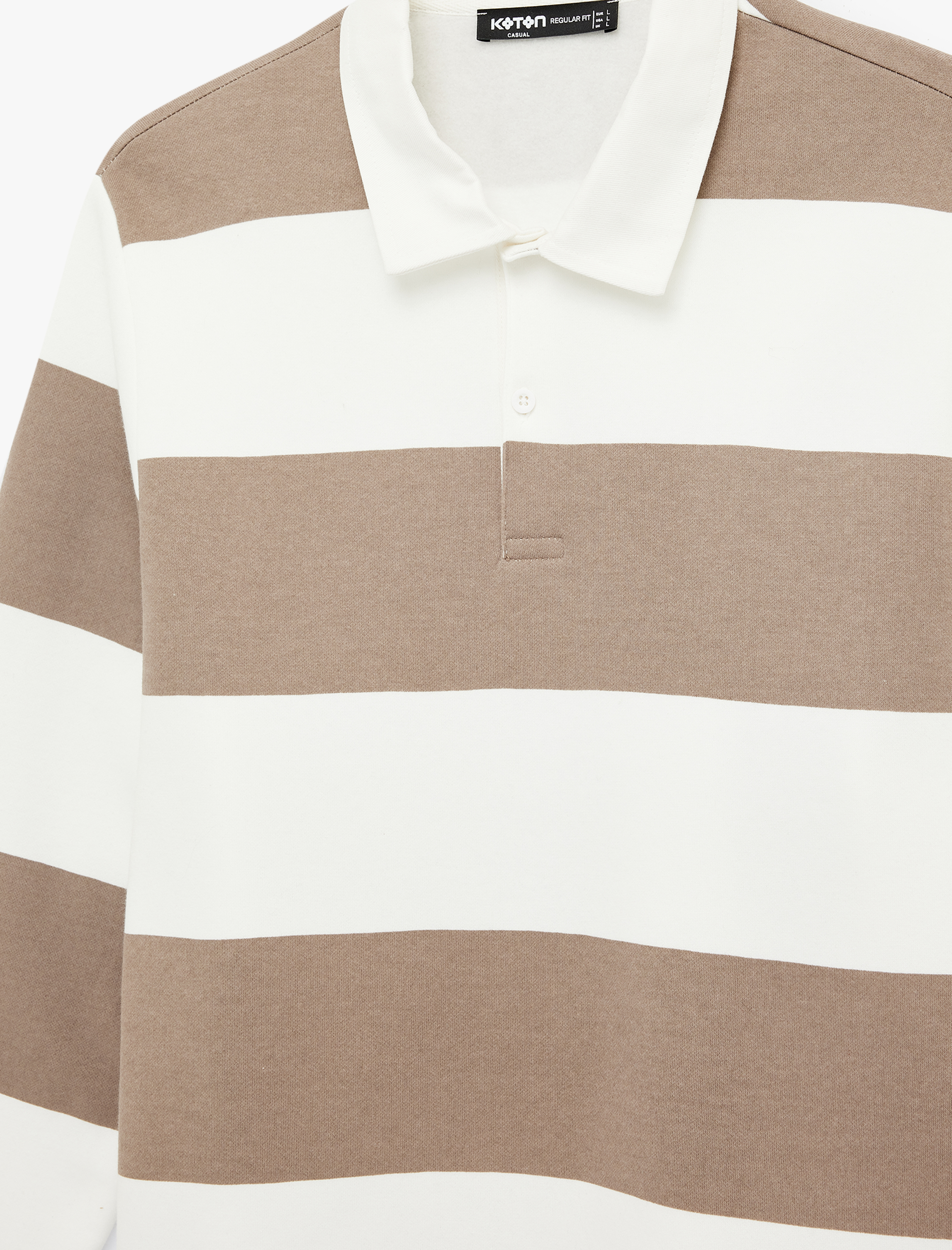   Regular Fit Uzun Kollu Şardonlu Düğmeli Polo Yaka Sweatshirt