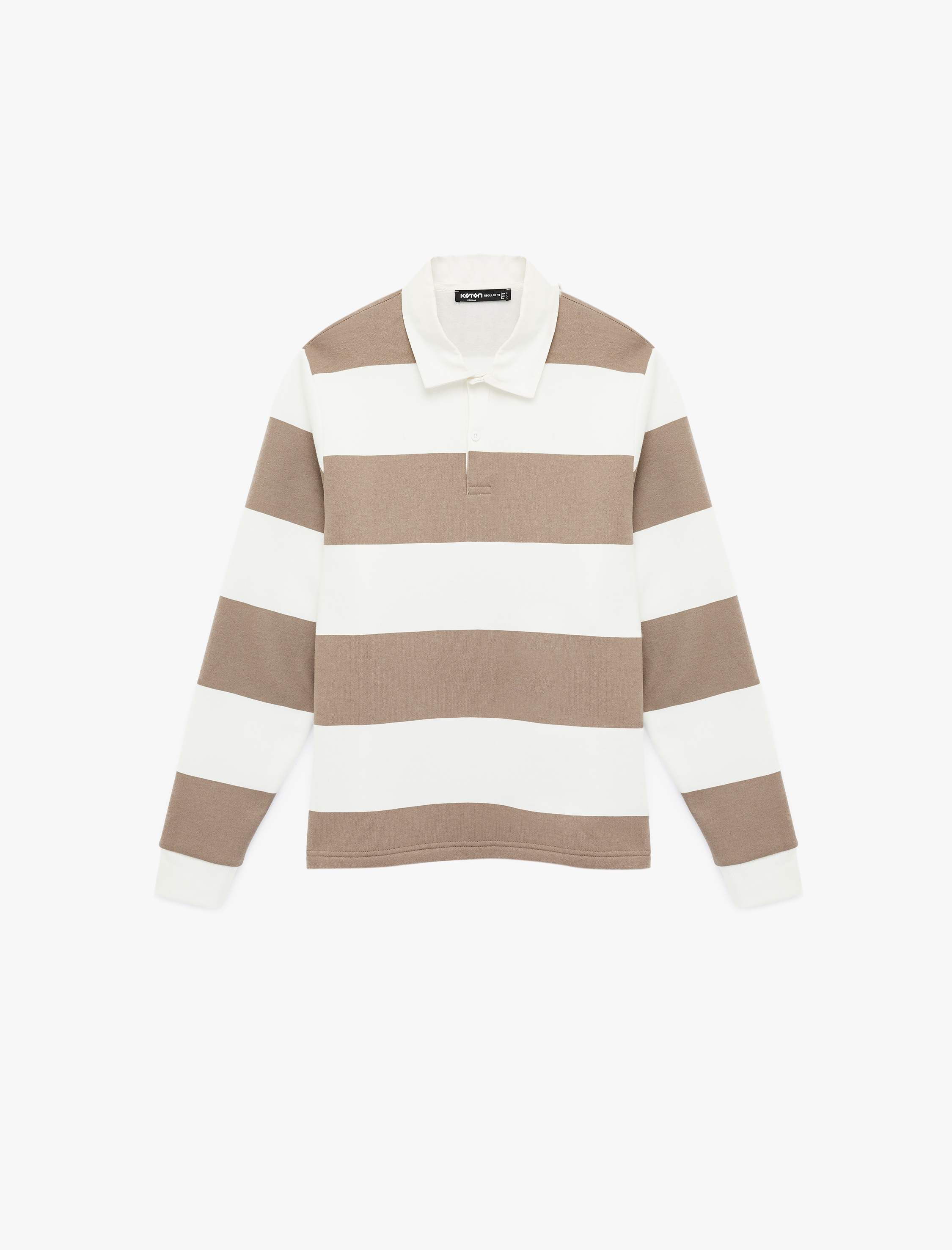   Regular Fit Uzun Kollu Şardonlu Düğmeli Polo Yaka Sweatshirt