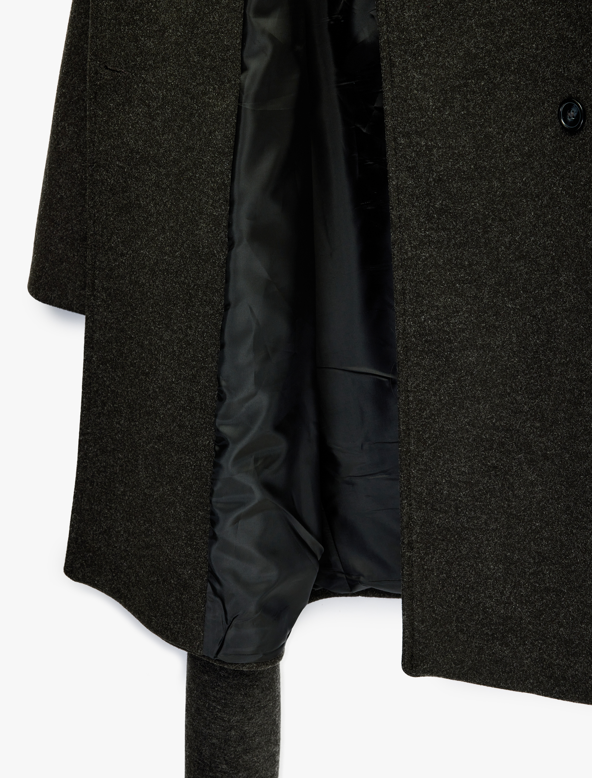   Düğmeli Cepli Uzun Kollu Şal Yaka Kruvaze Kaşe Kaban