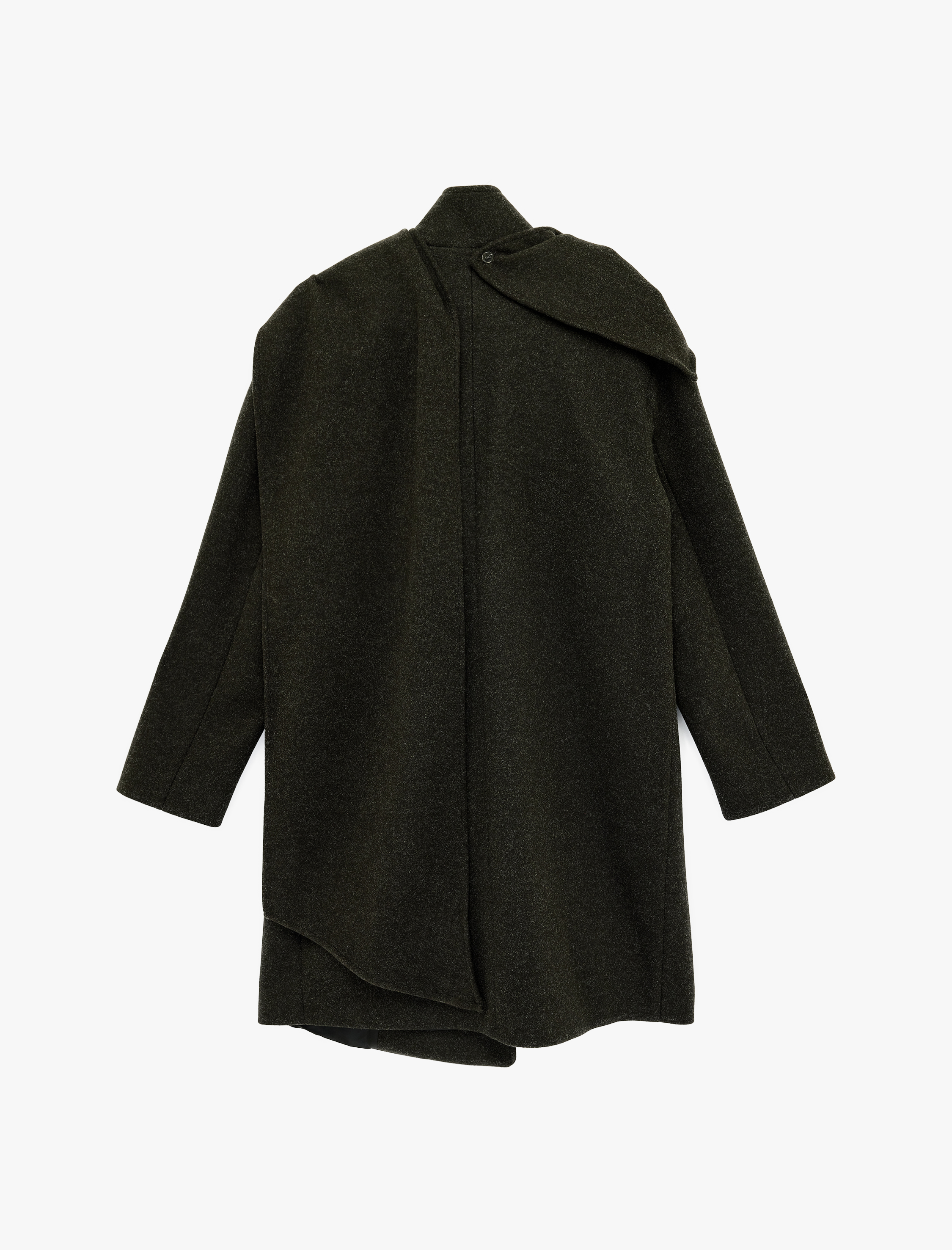   Düğmeli Cepli Uzun Kollu Şal Yaka Kruvaze Kaşe Kaban