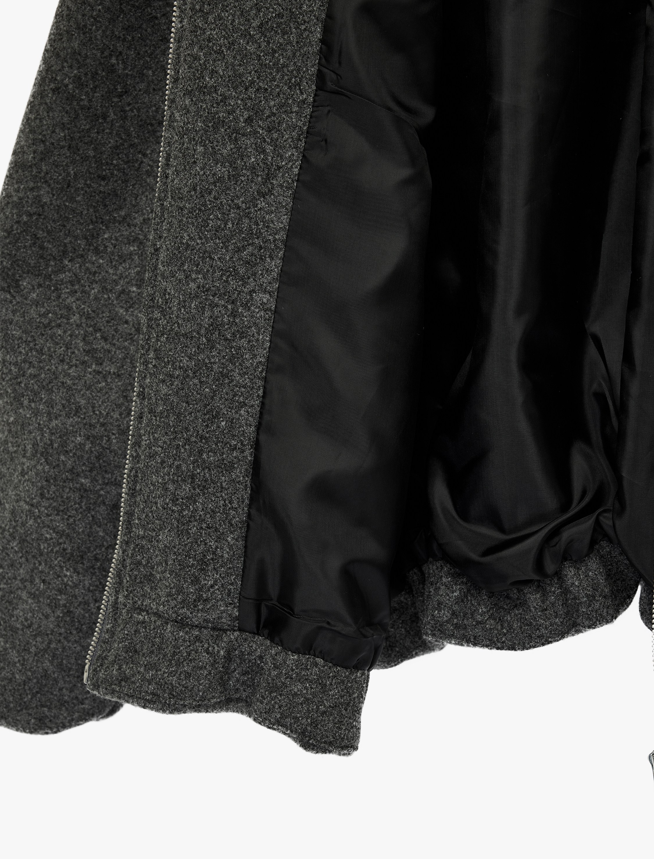   Fermuarlı Uzun Kollu Cepli Klasik Yaka Ceket