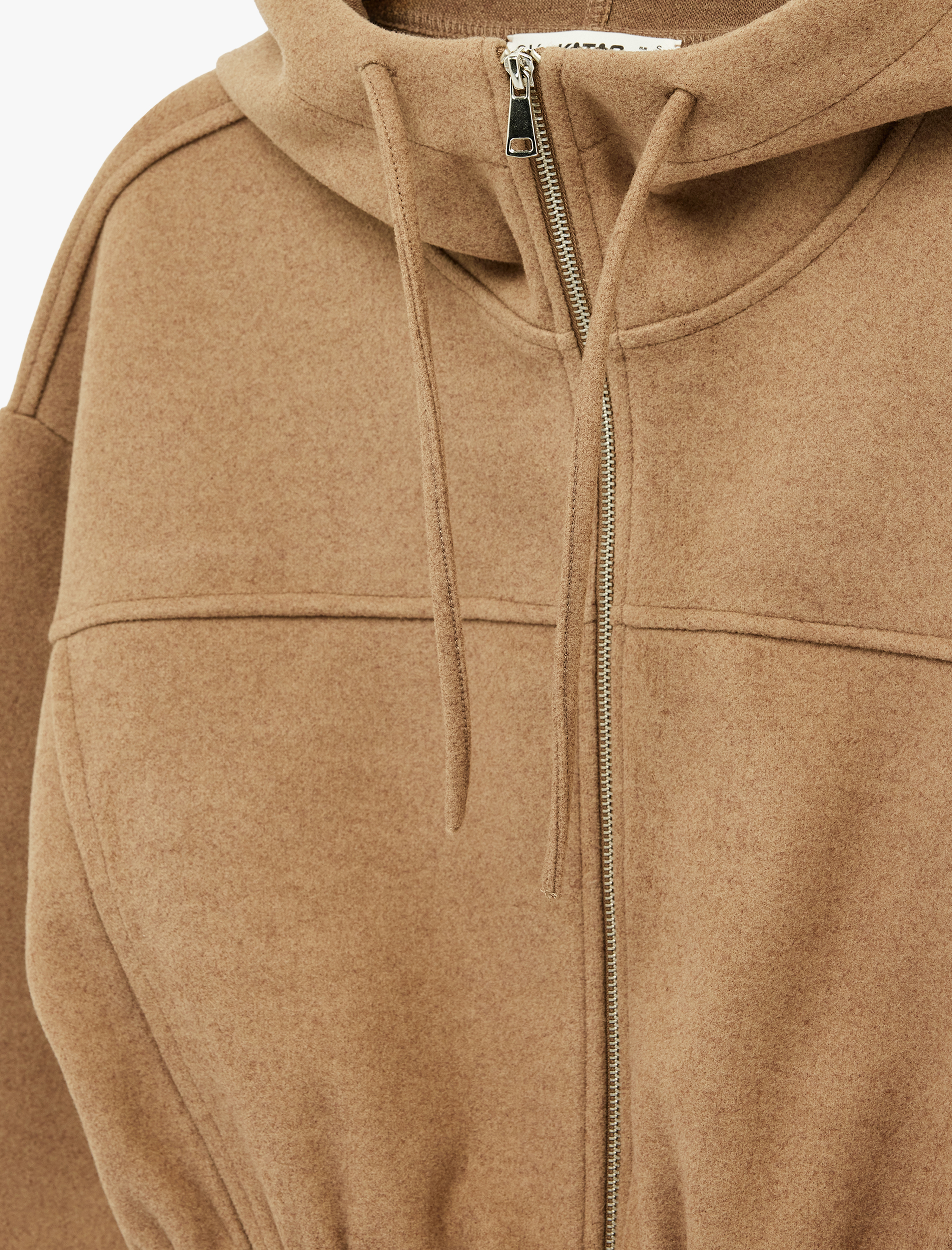   Kapüşonlu Uzun Kollu Fermuarlı Crop Ceket