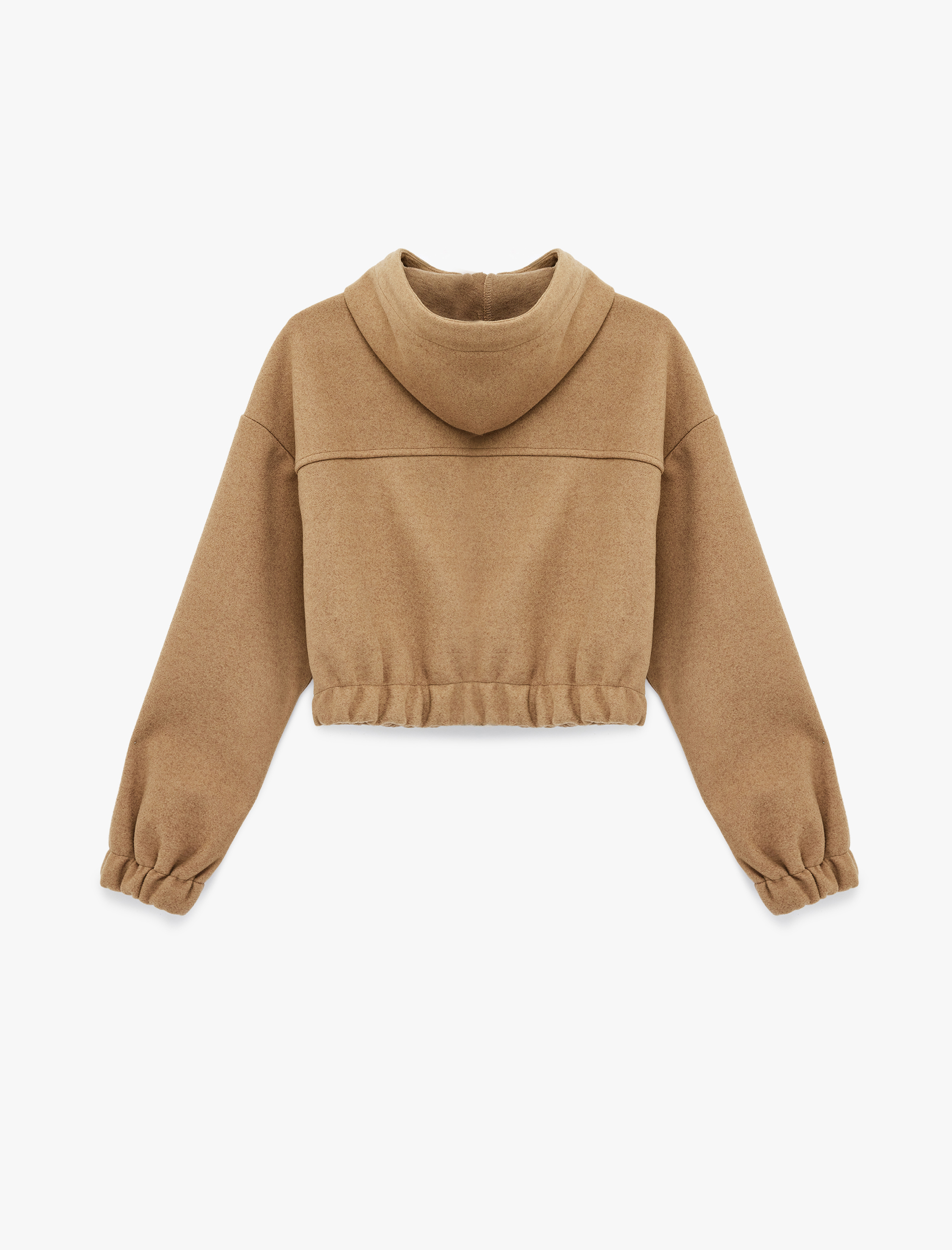   Kapüşonlu Uzun Kollu Fermuarlı Crop Ceket