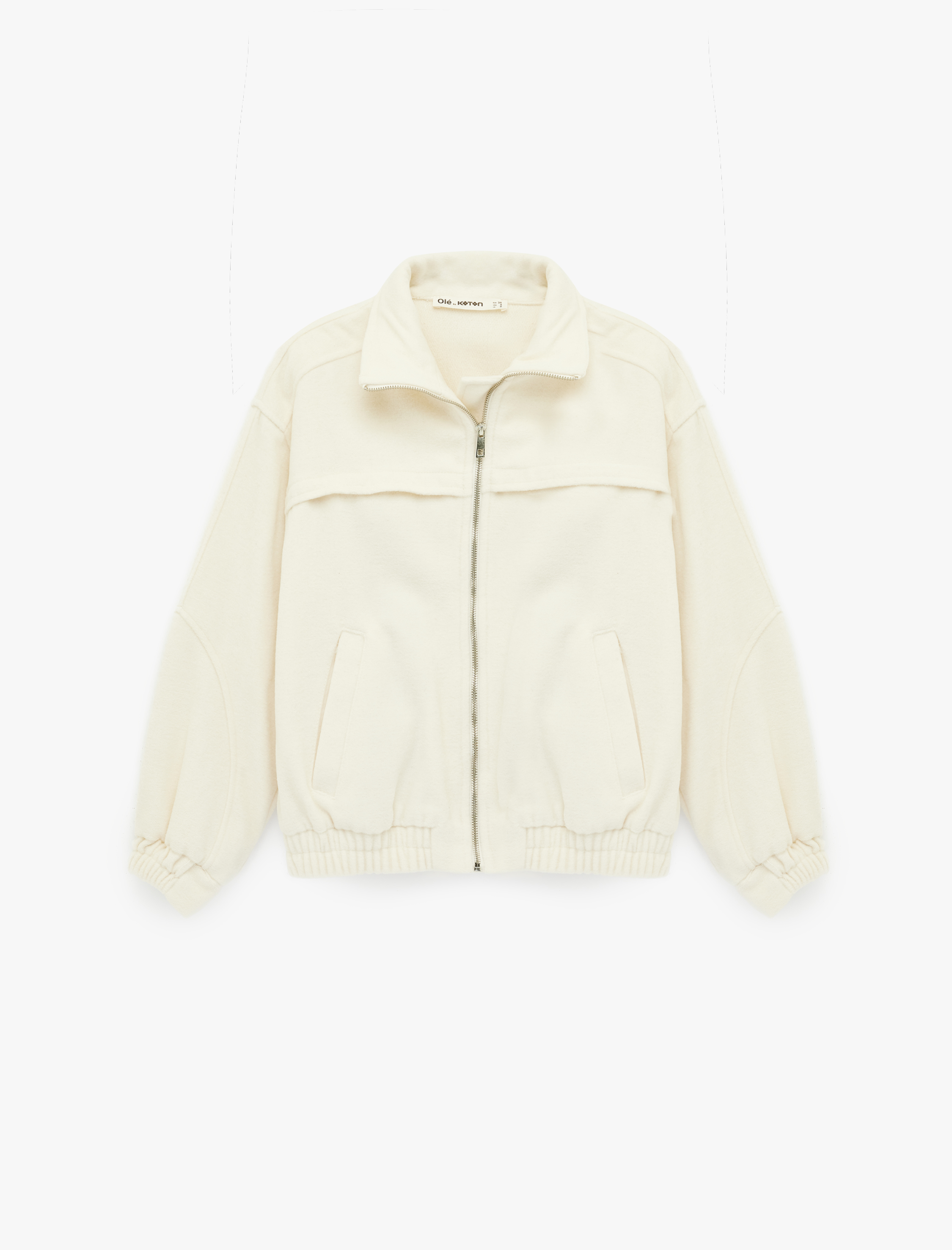   Uzun Kollu Cep Detaylı Fermuarlı Oversize Ceket