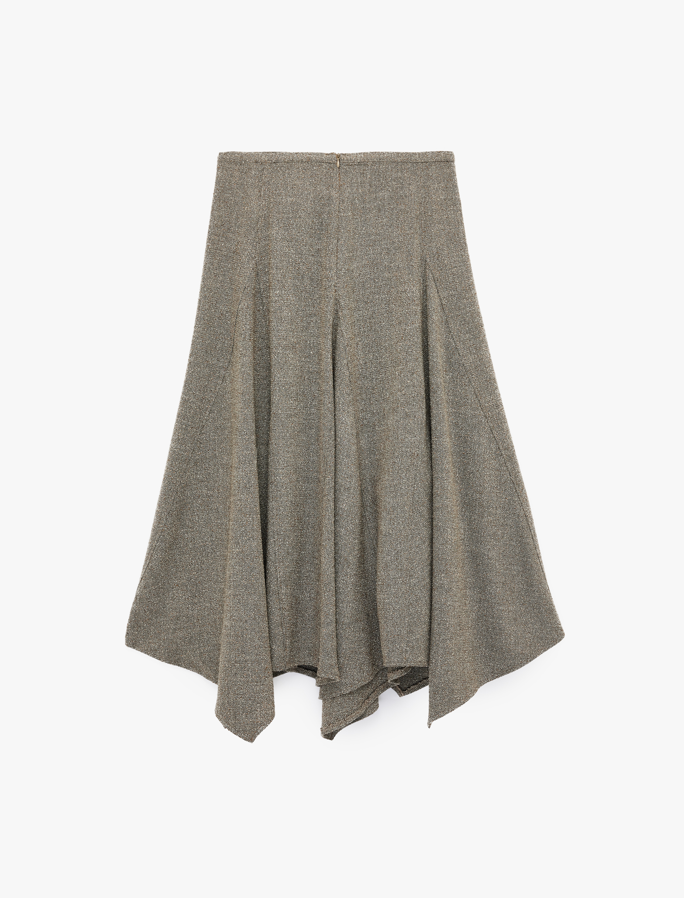   Volanlı Asimetrik Kesim Midi Etek