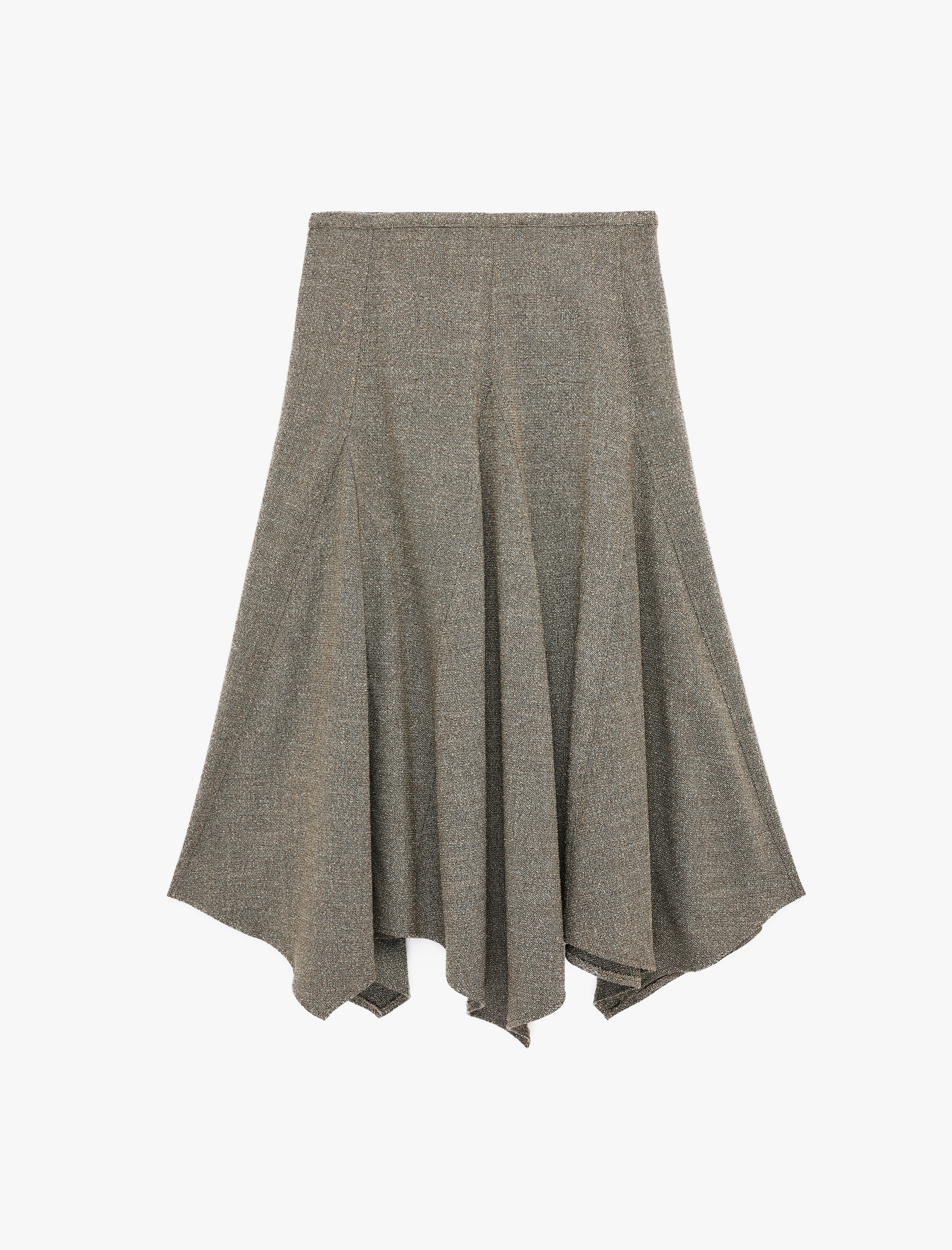   Volanlı Asimetrik Kesim Midi Etek