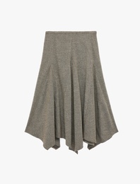 Volanlı Asimetrik Kesim Midi Etek