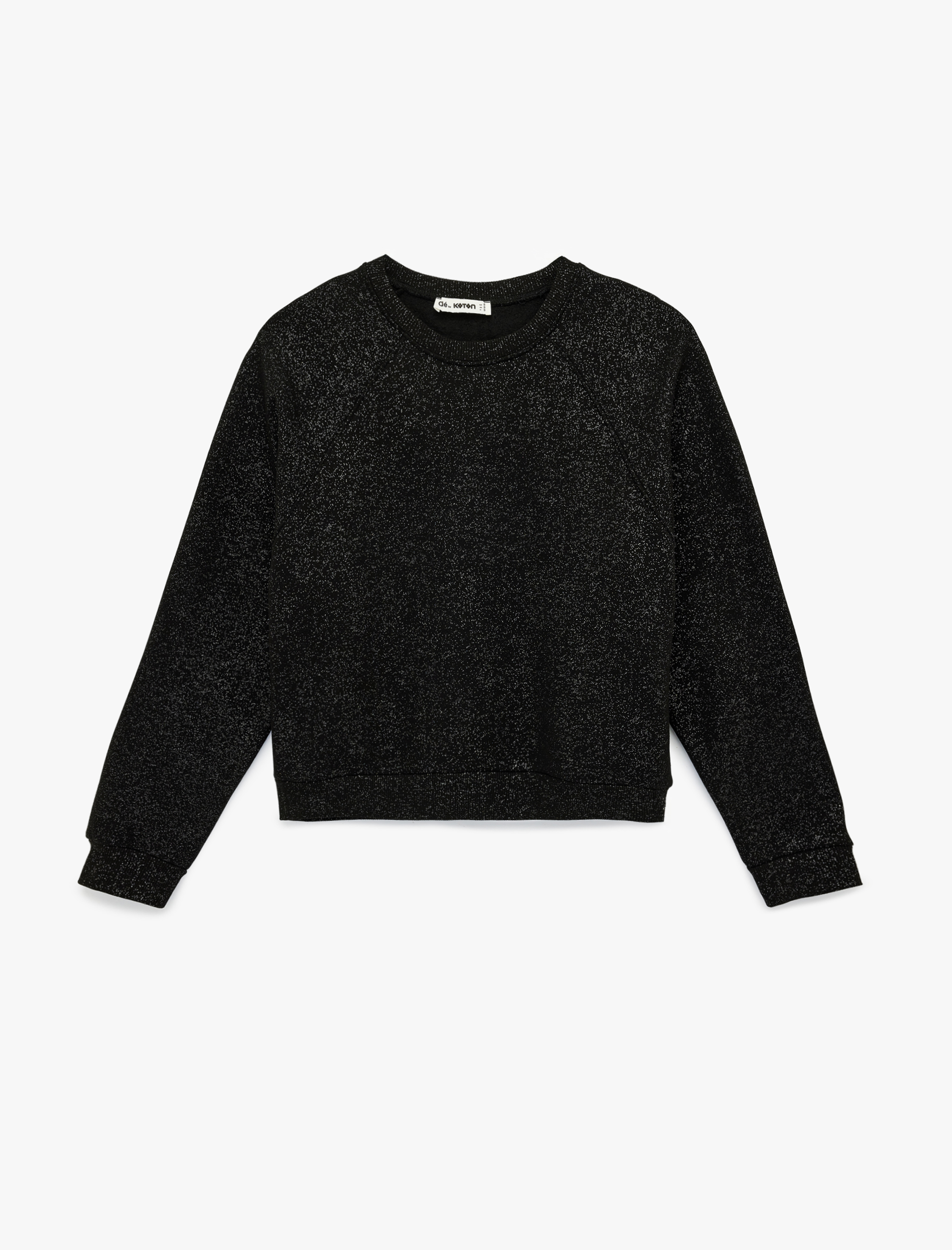   Oversize Uzun Kollu Simli Bisiklet Yaka Sweatshirt