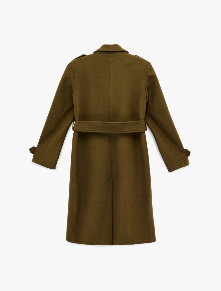  Trenç Kaban Kaşe Uzun Kollu Kruvaze Kemerli