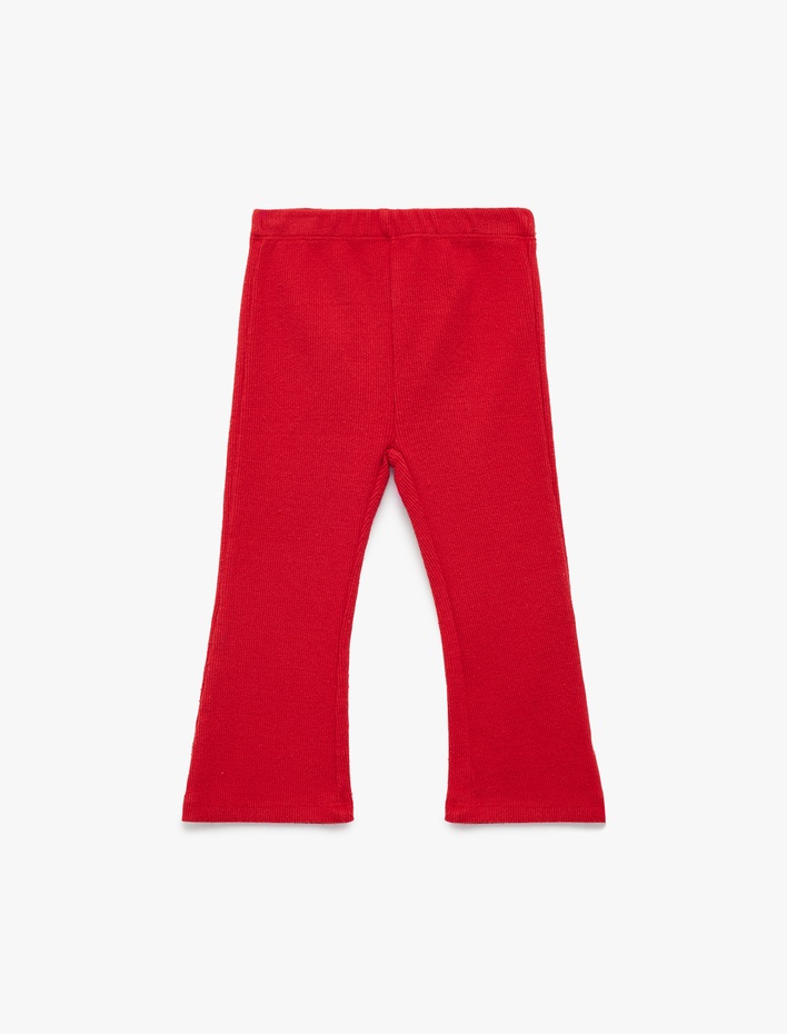 Kız Bebek Beli Lastikli Pamuklu Fitilli Basic Tayt