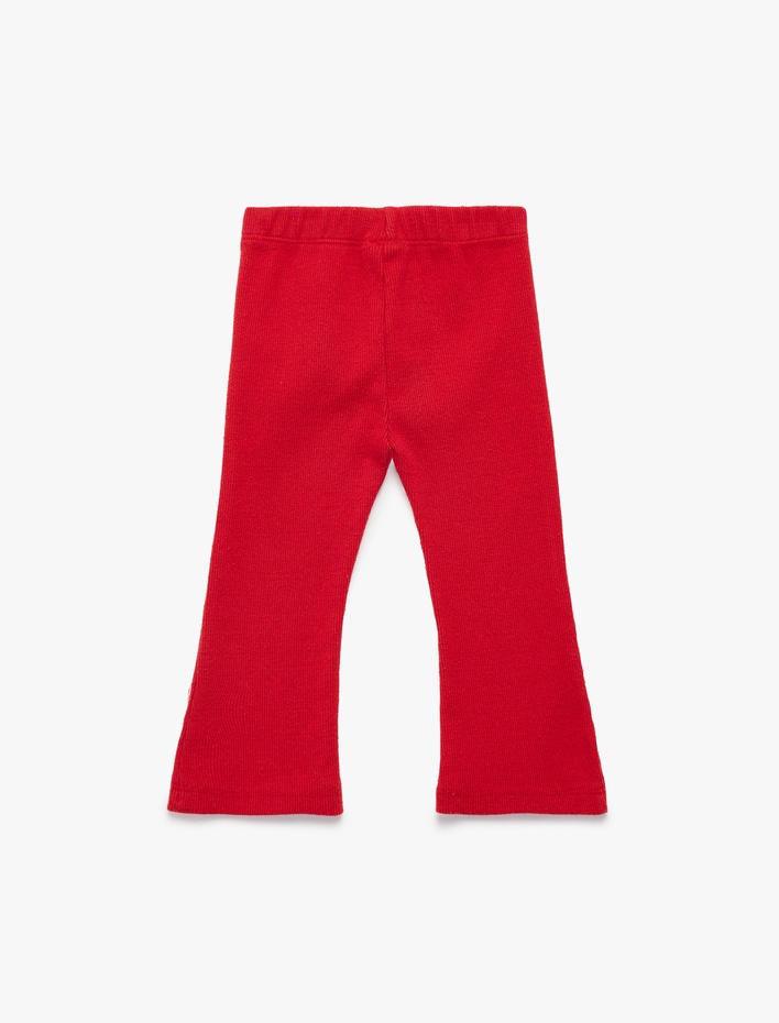 Kız Bebek Beli Lastikli Pamuklu Fitilli Basic Tayt