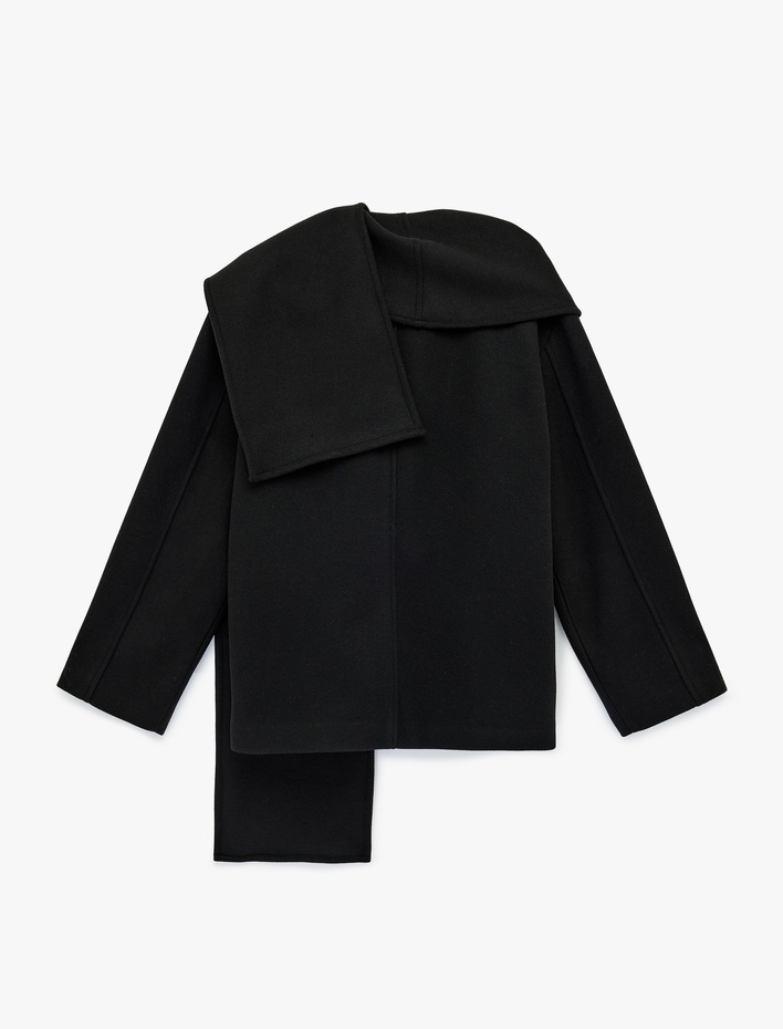  Düğmeli Cepli Uzun Kollu Atkılı Kısa Kaşe Kaban