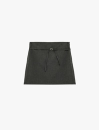 Viskon Kemer Detaylı Mini Şort Etek