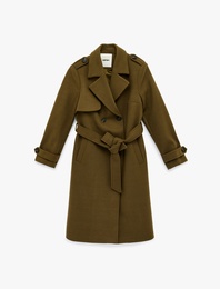 Trenç Kaban Kaşe Uzun Kollu Kruvaze Kemerli