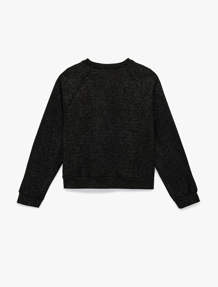  Oversize Uzun Kollu Simli Bisiklet Yaka Sweatshirt