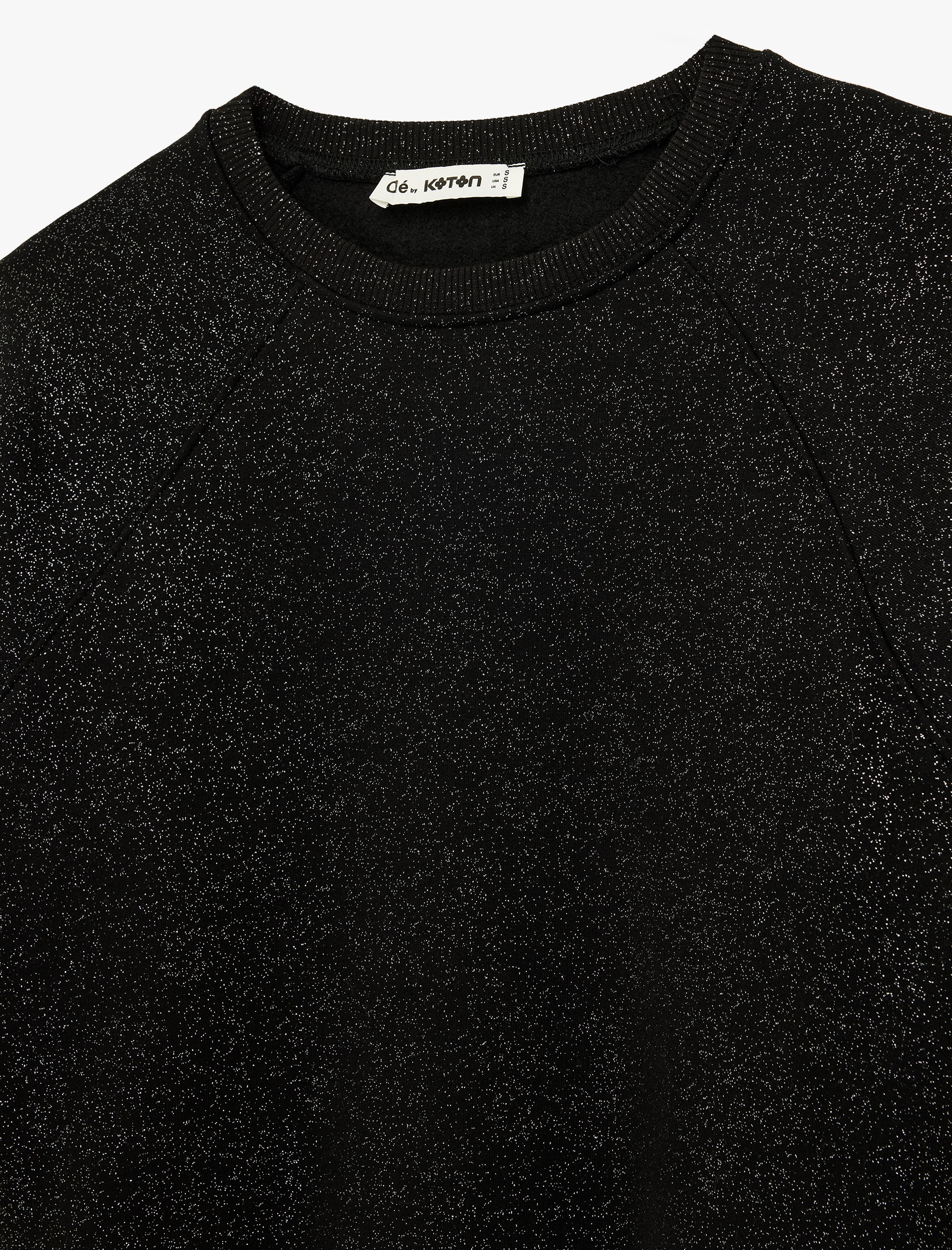   Oversize Uzun Kollu Simli Bisiklet Yaka Sweatshirt