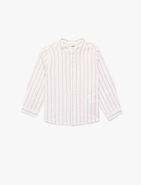 Pamuklu Uzun Kollu Hakim Yaka Çizgili Gömlek