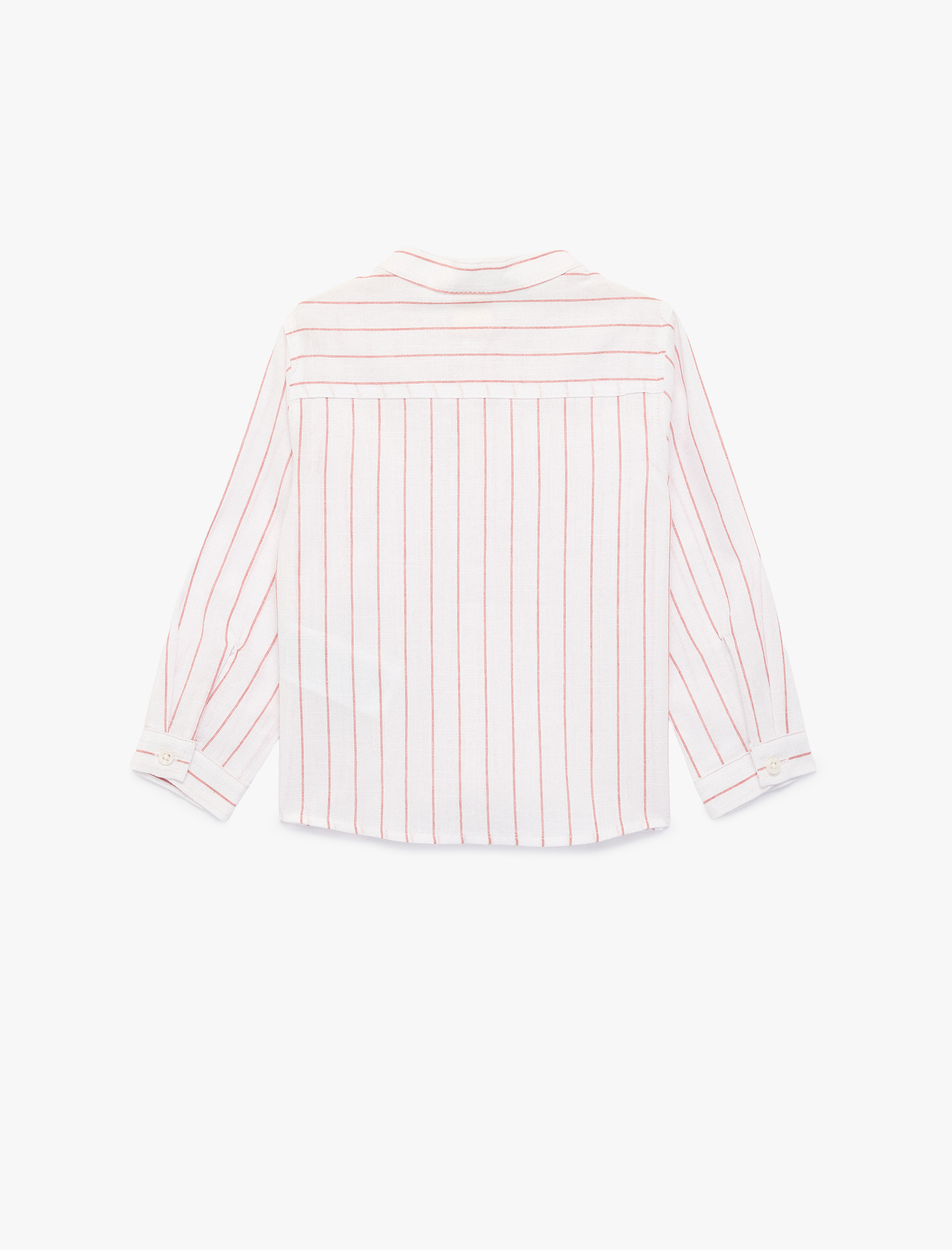  Erkek Bebek Pamuklu Uzun Kollu Hakim Yaka Çizgili Gömlek