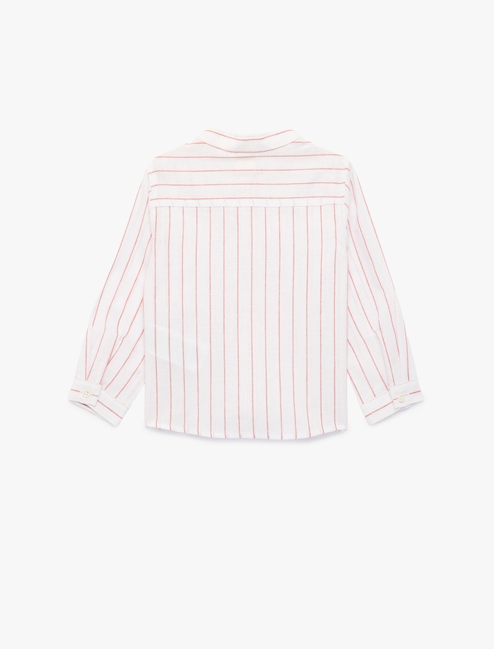 Erkek Bebek Pamuklu Uzun Kollu Hakim Yaka Çizgili Gömlek