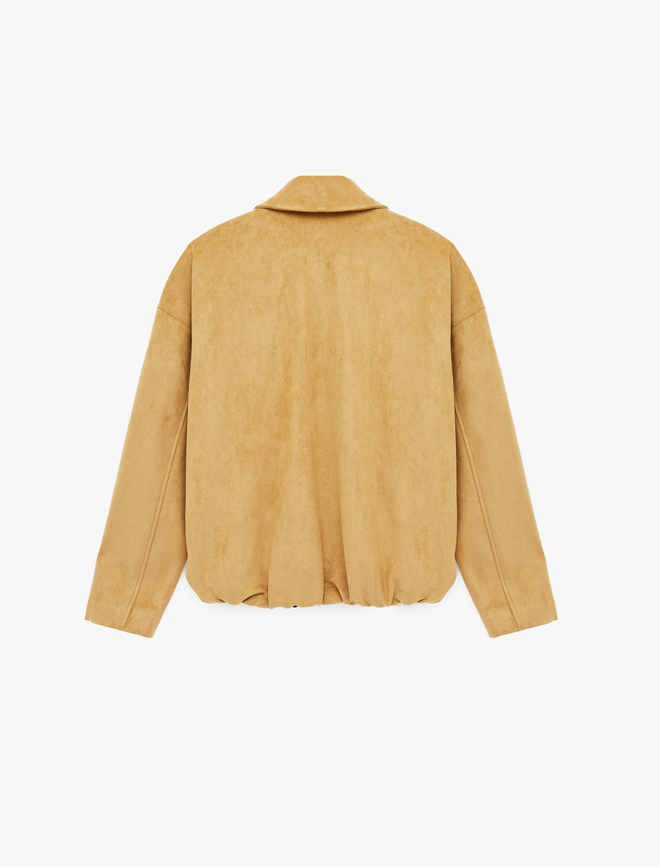   Apolet Detaylı Cepli Fermuarlı Uzun Kollu Oversize Suni Süet Ceket