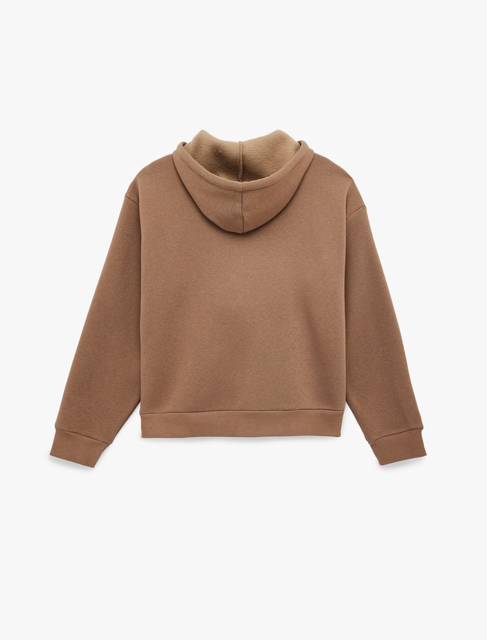  Fermuarlı Cep Detaylı Kapüşonlu Oversize Sweatshirt