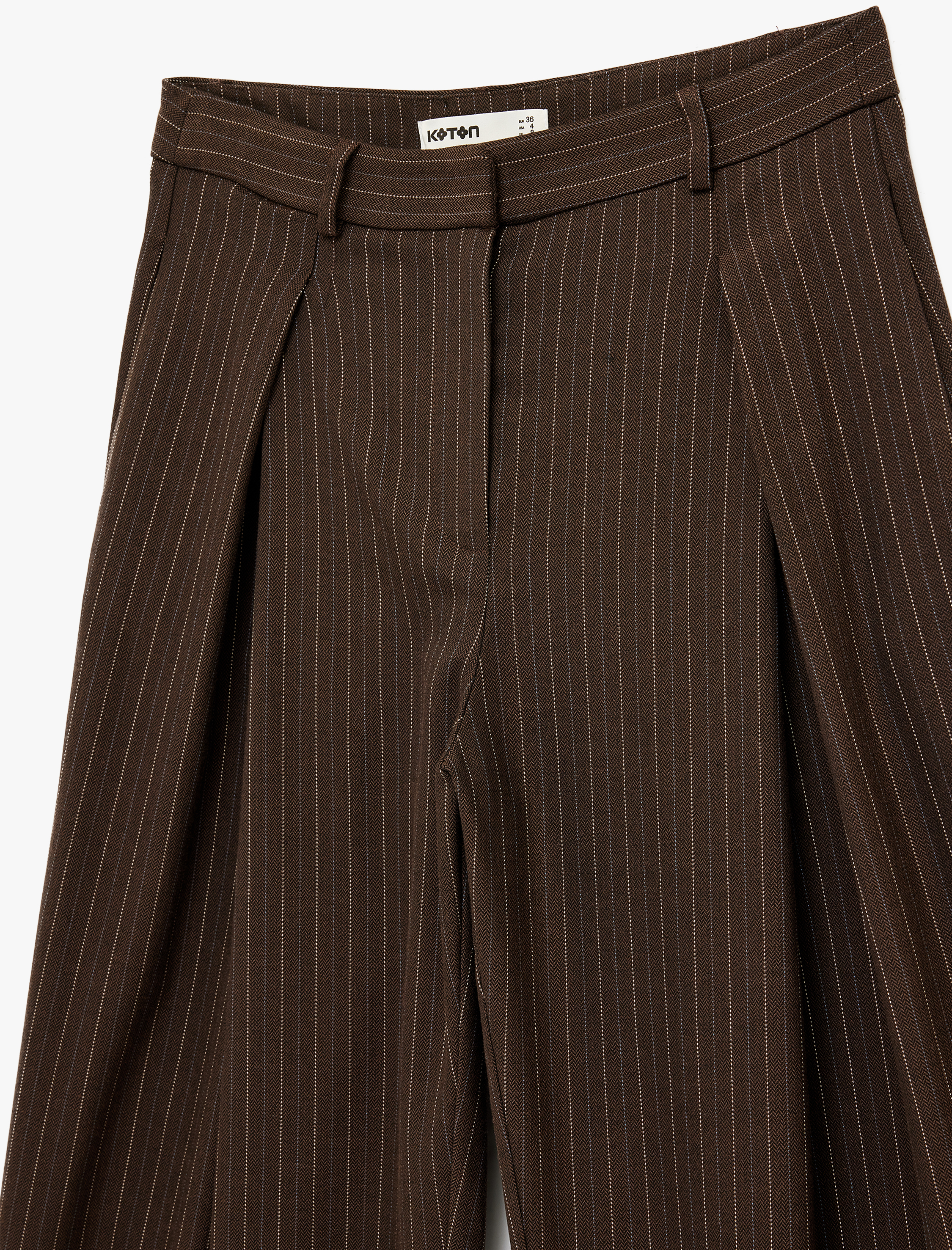   Pile Detaylı Geniş Paça Kumaş Palazzo Pantolon