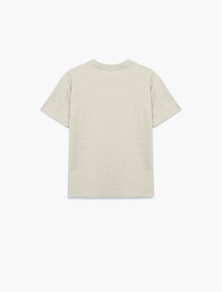 Erkek Çocuk Pamuklu Baskılı Bisiklet Yaka Kısa Kollu Çizgili Tişört