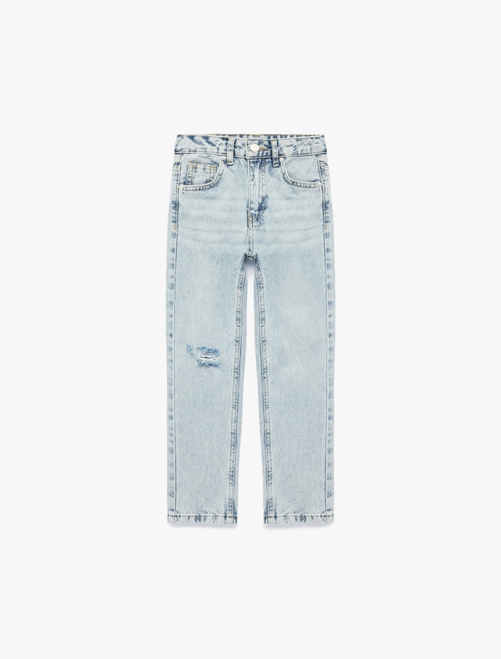 Erkek Çocuk Pamuklu Beli Ayarlanabilir Lastikli Denim Pantolon