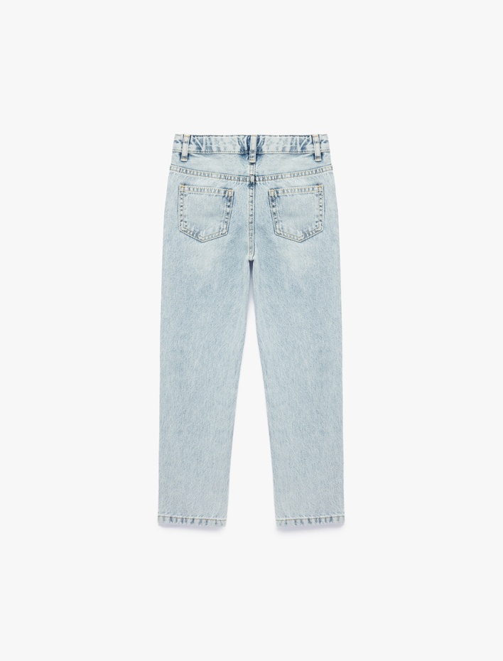 Erkek Çocuk Pamuklu Beli Ayarlanabilir Lastikli Denim Pantolon