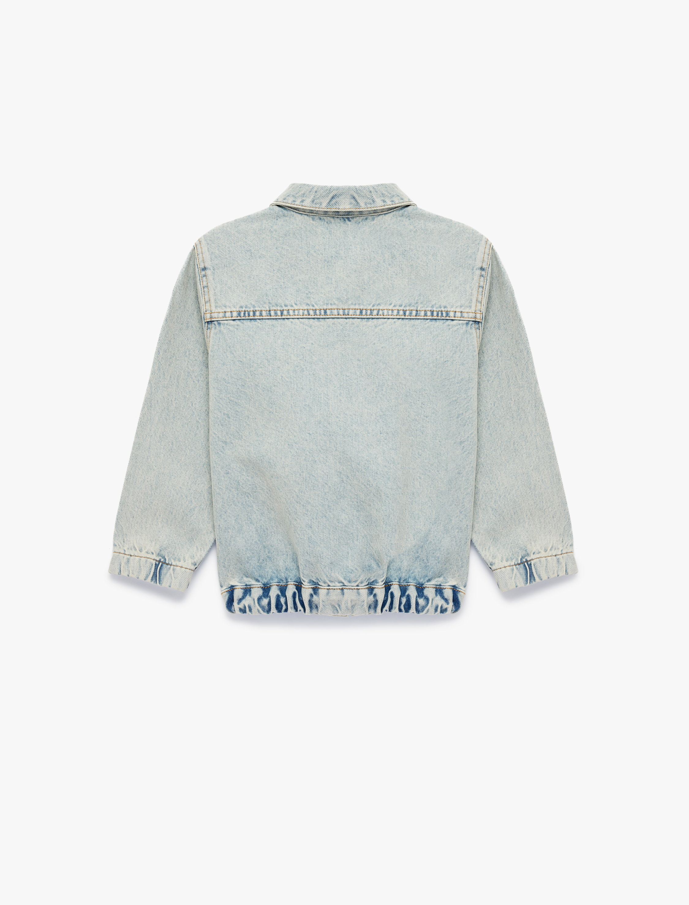  Erkek Çocuk Uzun Kollu Cepli Pamuklu Oversize Kapşonlu Denim Ceket