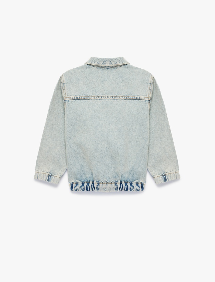 Erkek Çocuk Uzun Kollu Cepli Pamuklu Oversize Kapşonlu Denim Ceket
