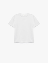 Pamuklu Kısa Kollu Bisiklet Yaka Basic Tişört