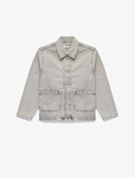 PamukluCepli  Uzun Kollu Klasik Yaka Denim Ceket