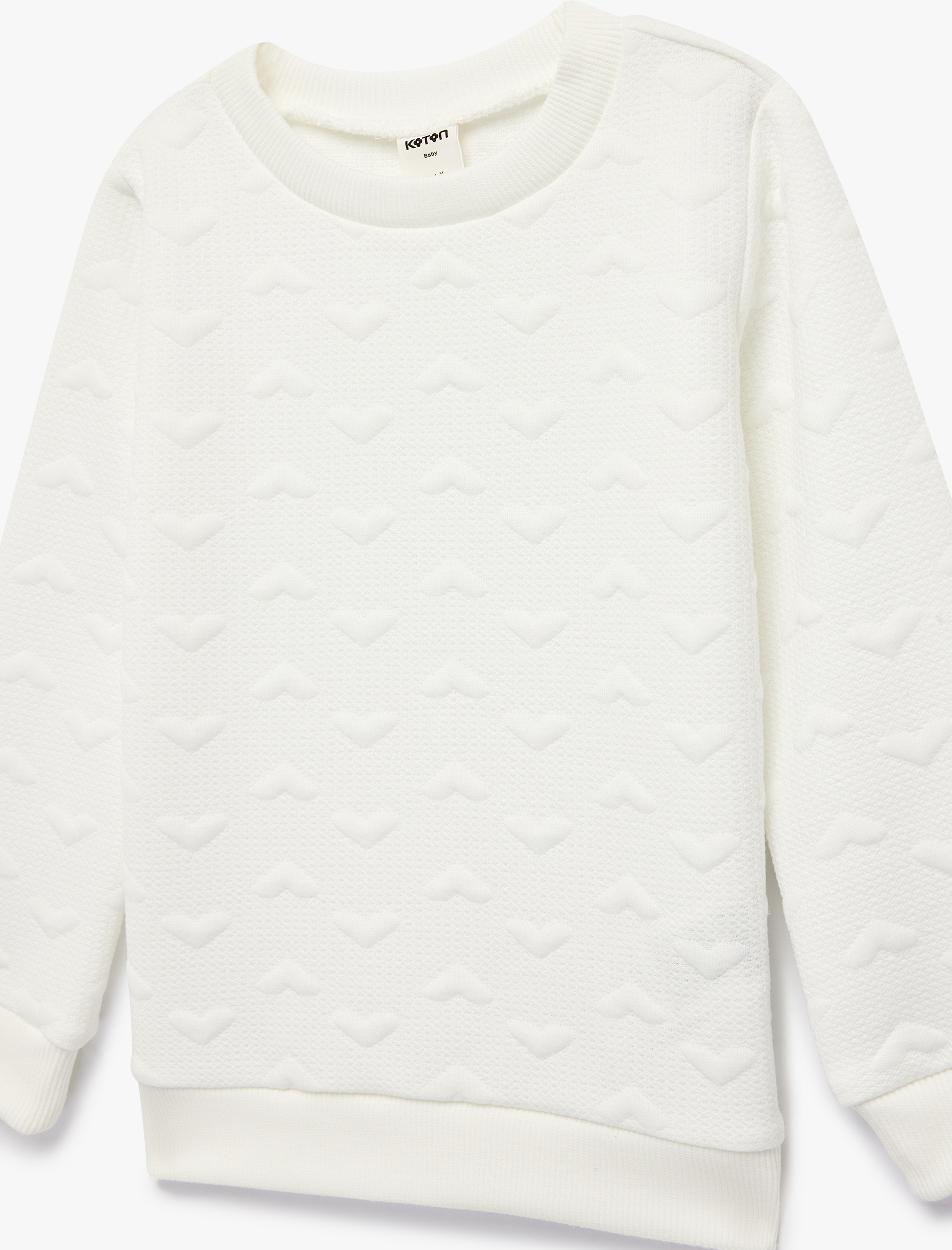  Kız Bebek Uzun Kollu Bisiklet Yaka Dokulu Sweatshirt