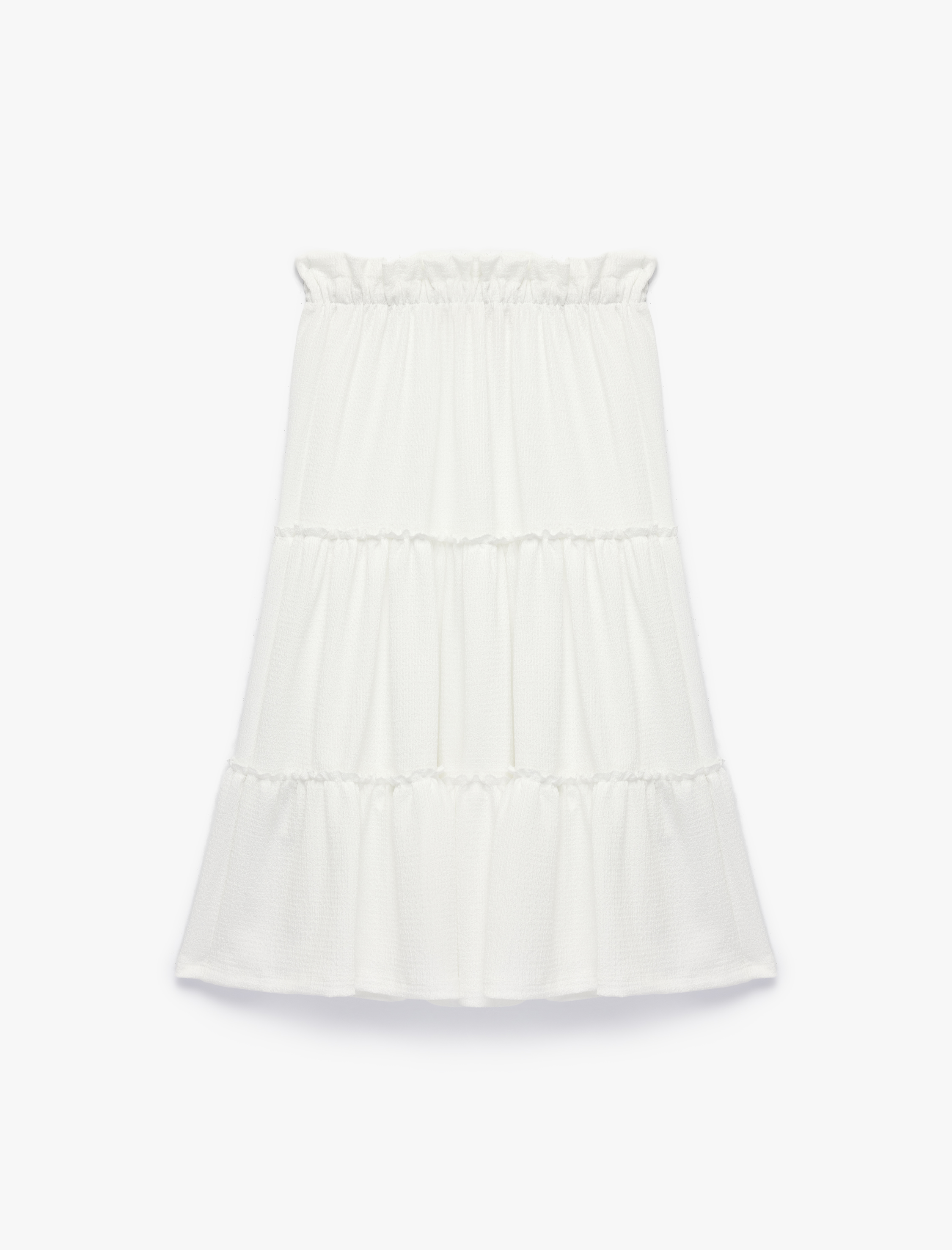  Kız Çocuk Beli Lastikli Kat Kat Detaylı Midi Etek