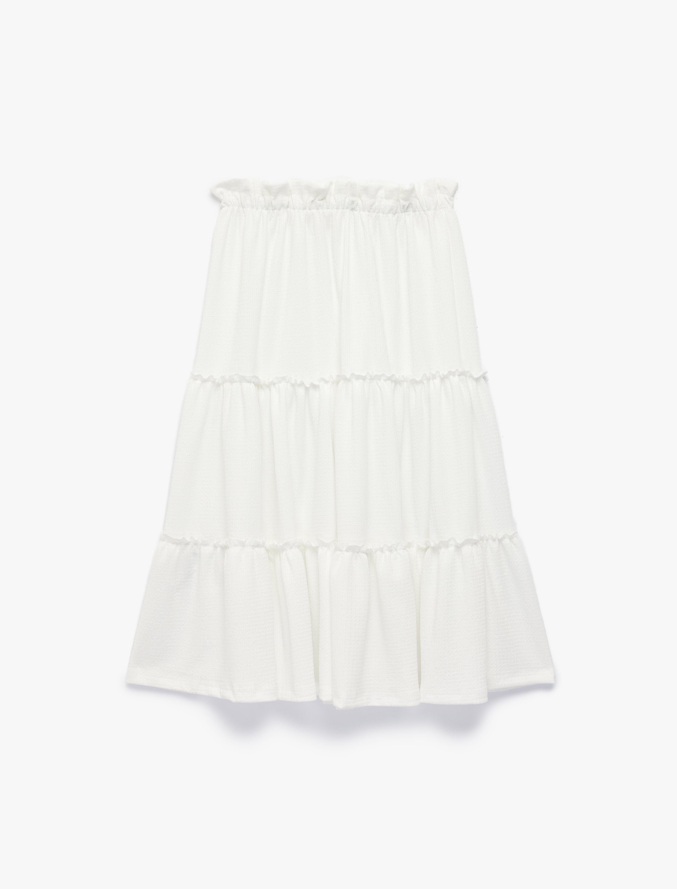  Kız Çocuk Beli Lastikli Kat Kat Detaylı Midi Etek