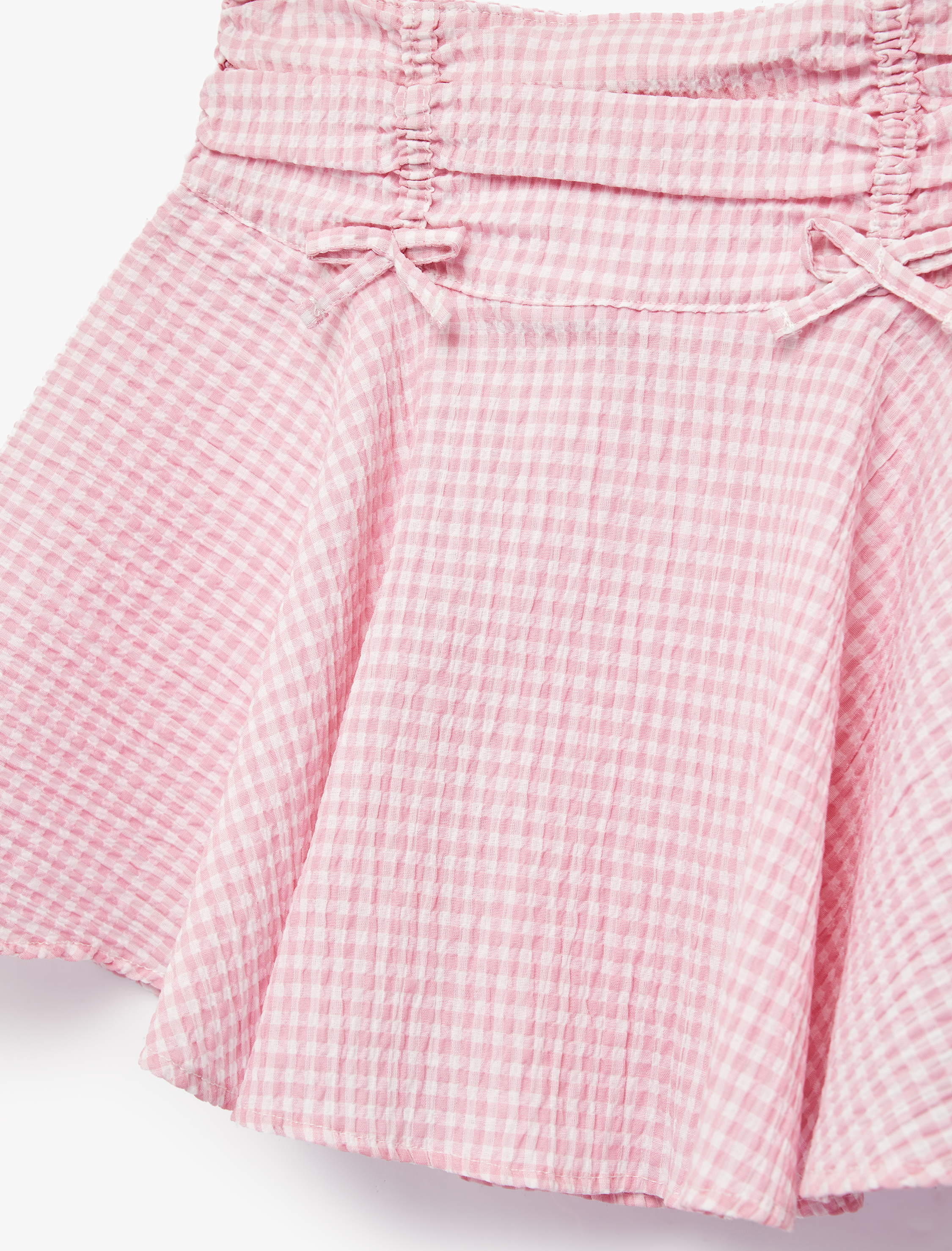  Kız Çocuk Fiyonk Detaylı Pileli A Kesim Pötikare Etek